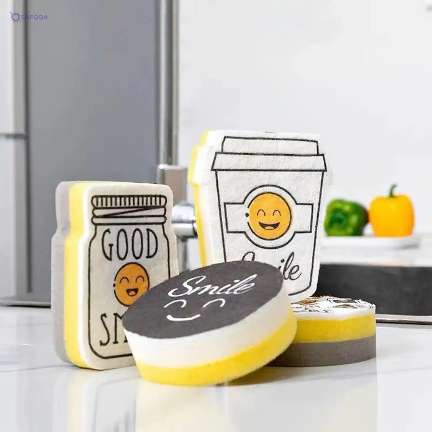 Dishwashing Sponge Set – 4 Different Shapes - Safqqa