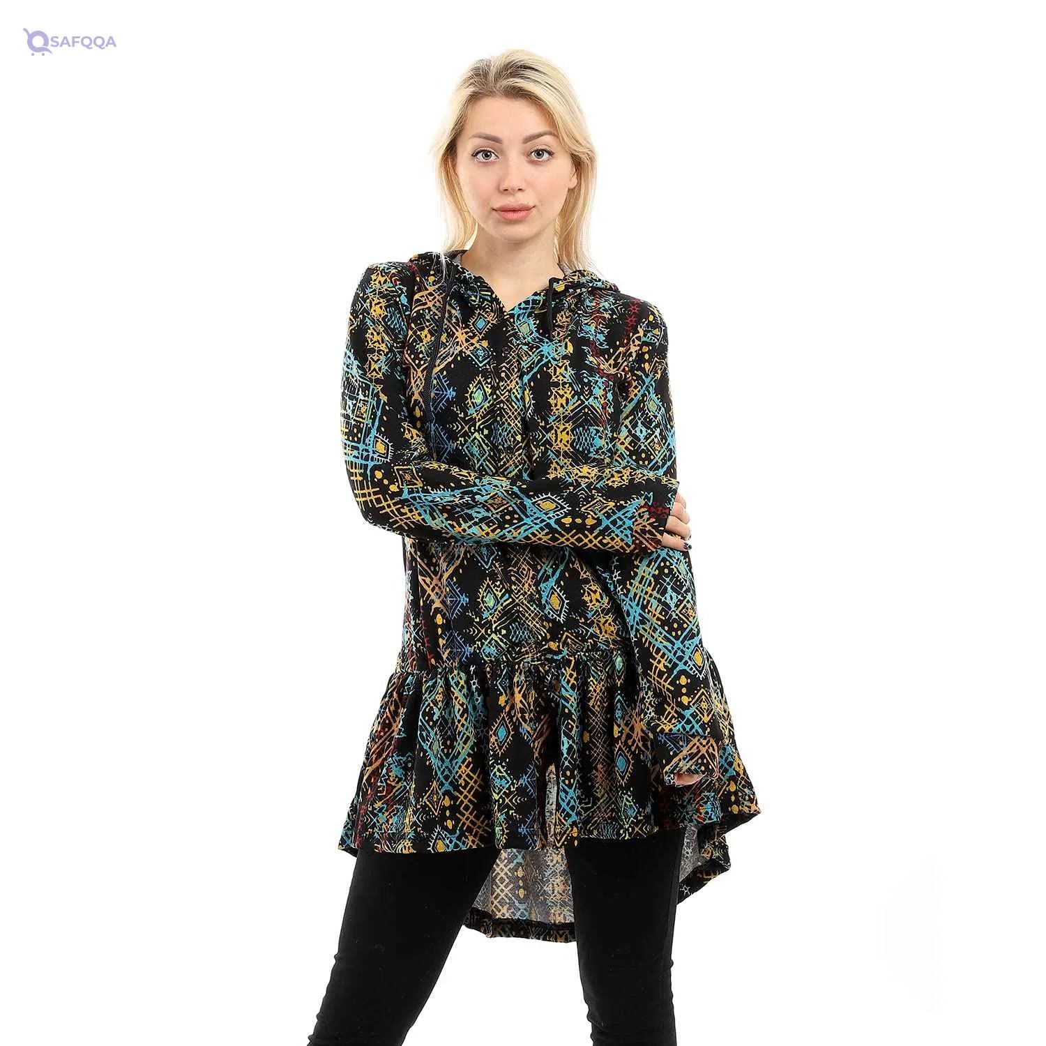 Andora Printted Long Sleeves Blouse For Women,Ideal for work, casual outings, or social gatherings.. - Safqqa
