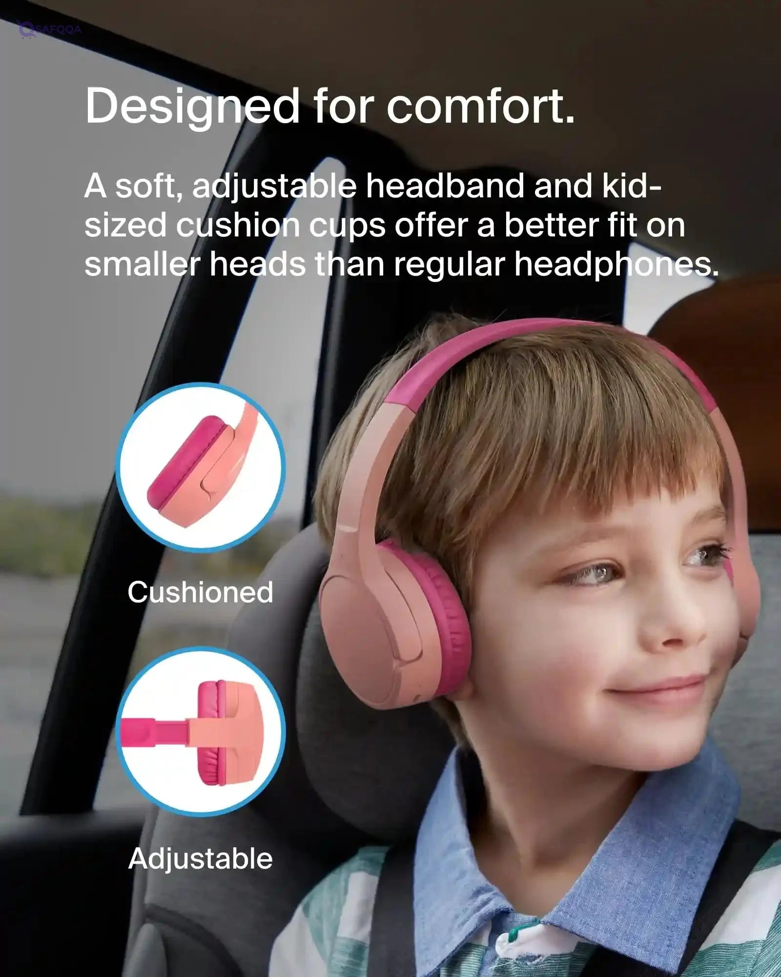 Belkin SoundForm Kids On-Ear Wireless Headphones – With Built-in Microphone - Safqqa