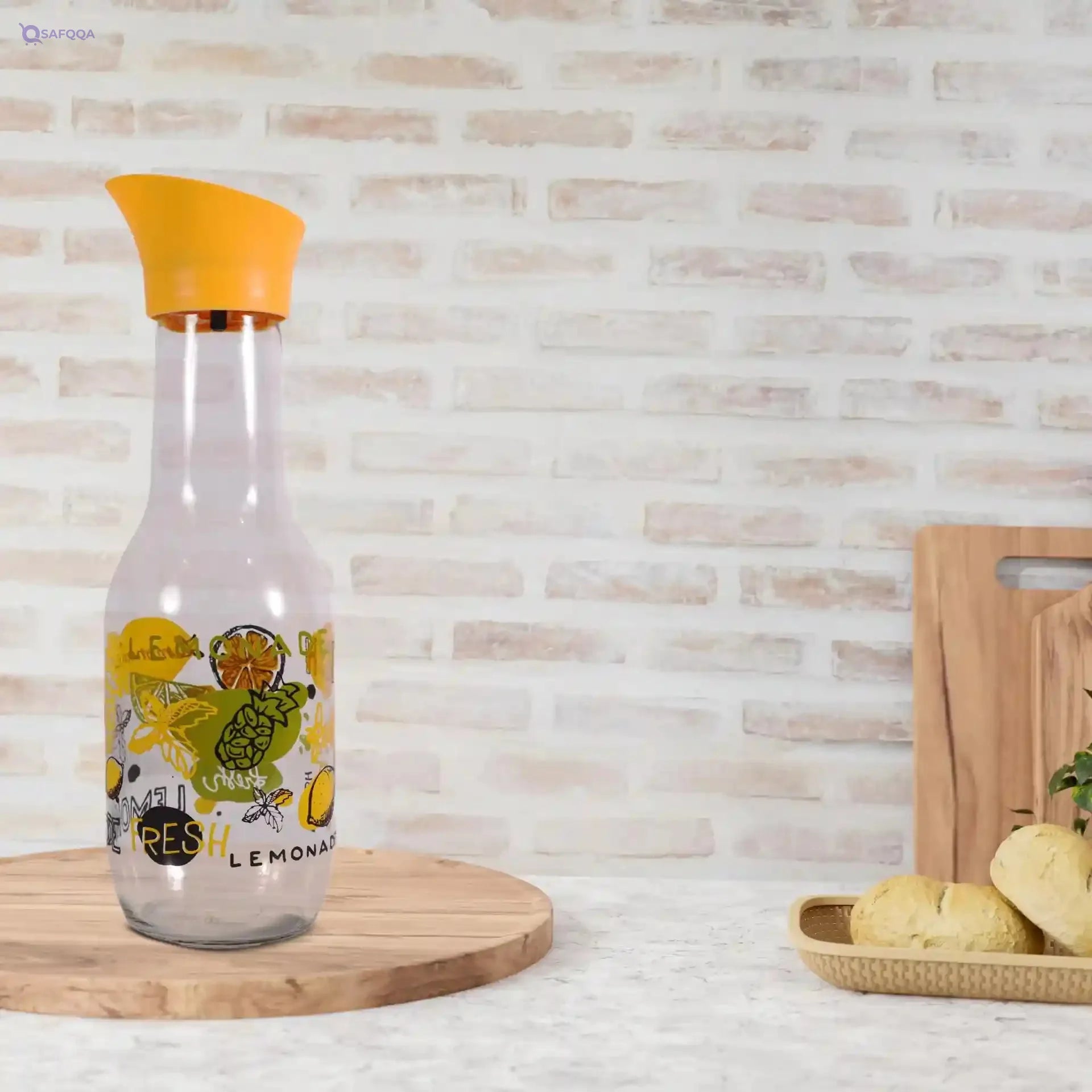 Herevin Decorated Carafe - 1 Liter Capacity, Glass Construction, Made in Turkey - Safqqa