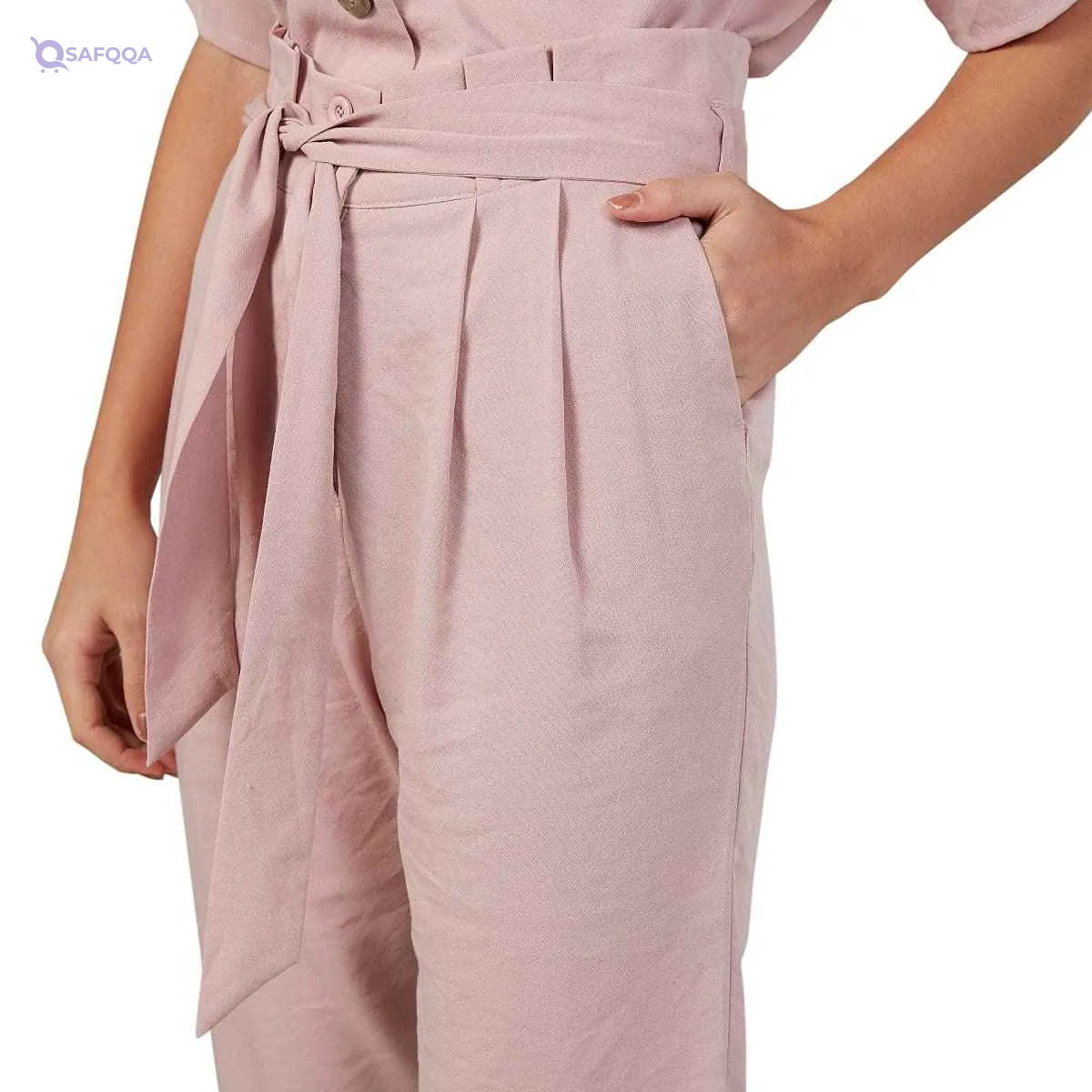 Plain Side Pocket Waist Tie Pants for Women - Safqqa Egypt