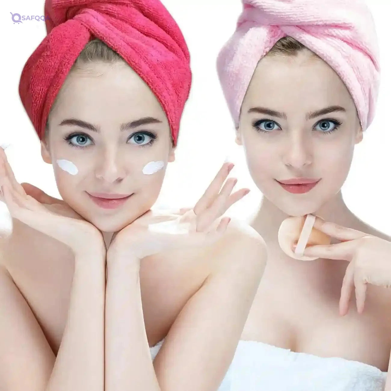 Nibeminent Absorbent Microfiber Hair Towel 2 Pack Quick Dry Hair Turban Wraps Twist Hair Drying Towel With Elastic Loop - Safqqa