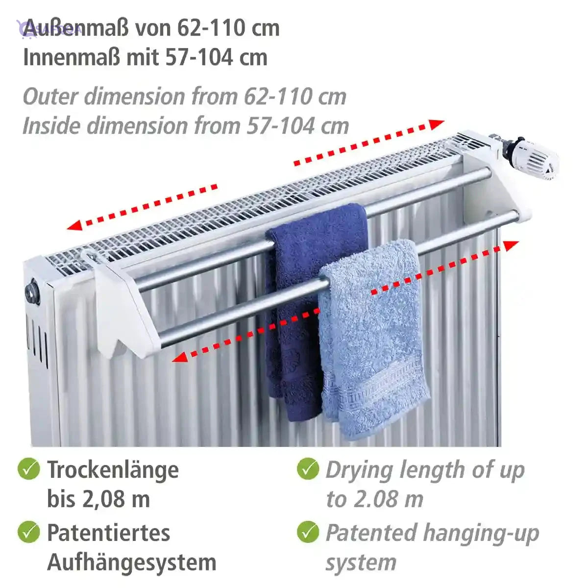 WENKO Standard Radiator Clothes Dryer – Aluminium, Extendable, Indoor & Outdoor, Portable - Safqqa
