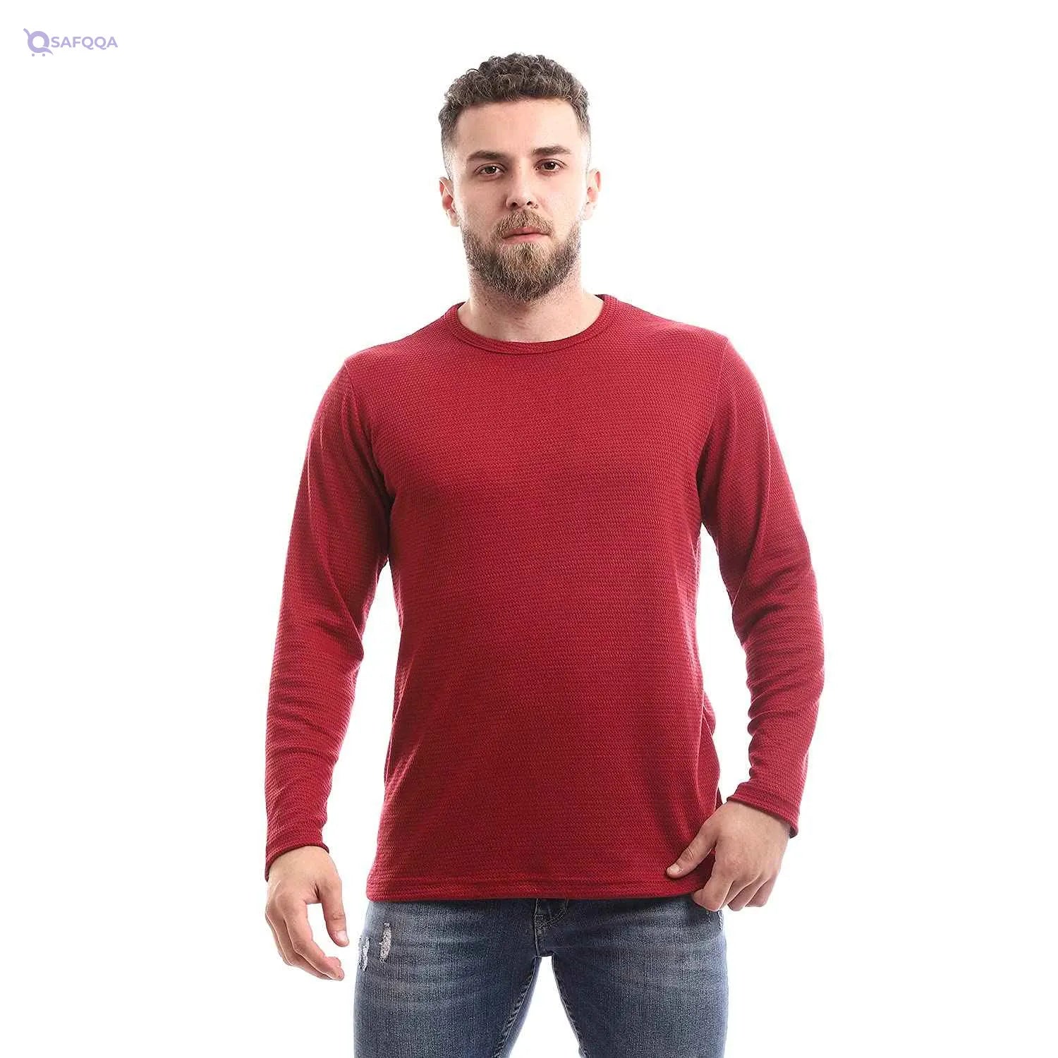 Offcliff Men’s Plain Long Sleeve Crew Neck Shirt - Safqqa