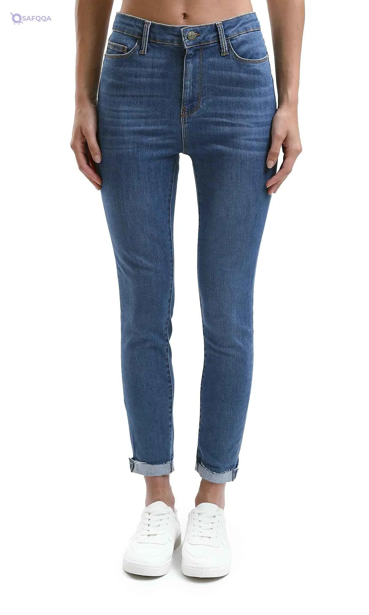 Ravin Womens Light Vintage Blue Solid Skinny Jeans Pants - Safqqa Egypt