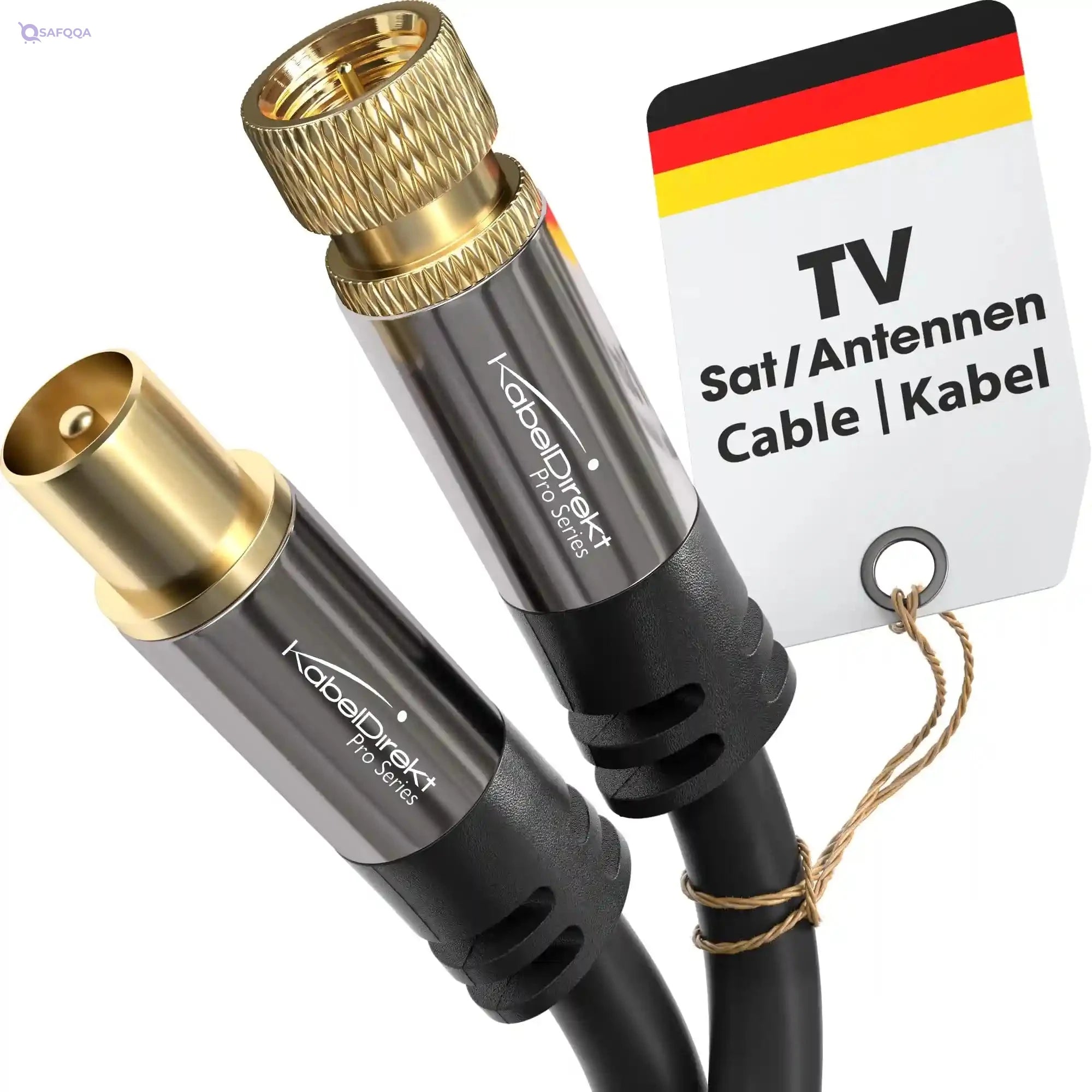 SAT/Aerial Cable with break-proof metal plugs – 10m (TV/Satellite Cable, adapter from F-connector to antenna plug, suitable for TV, radio, DVB-T2/DVB-C/DVB-S/DVB-S2) by CableDirect - Safqqa Egypt