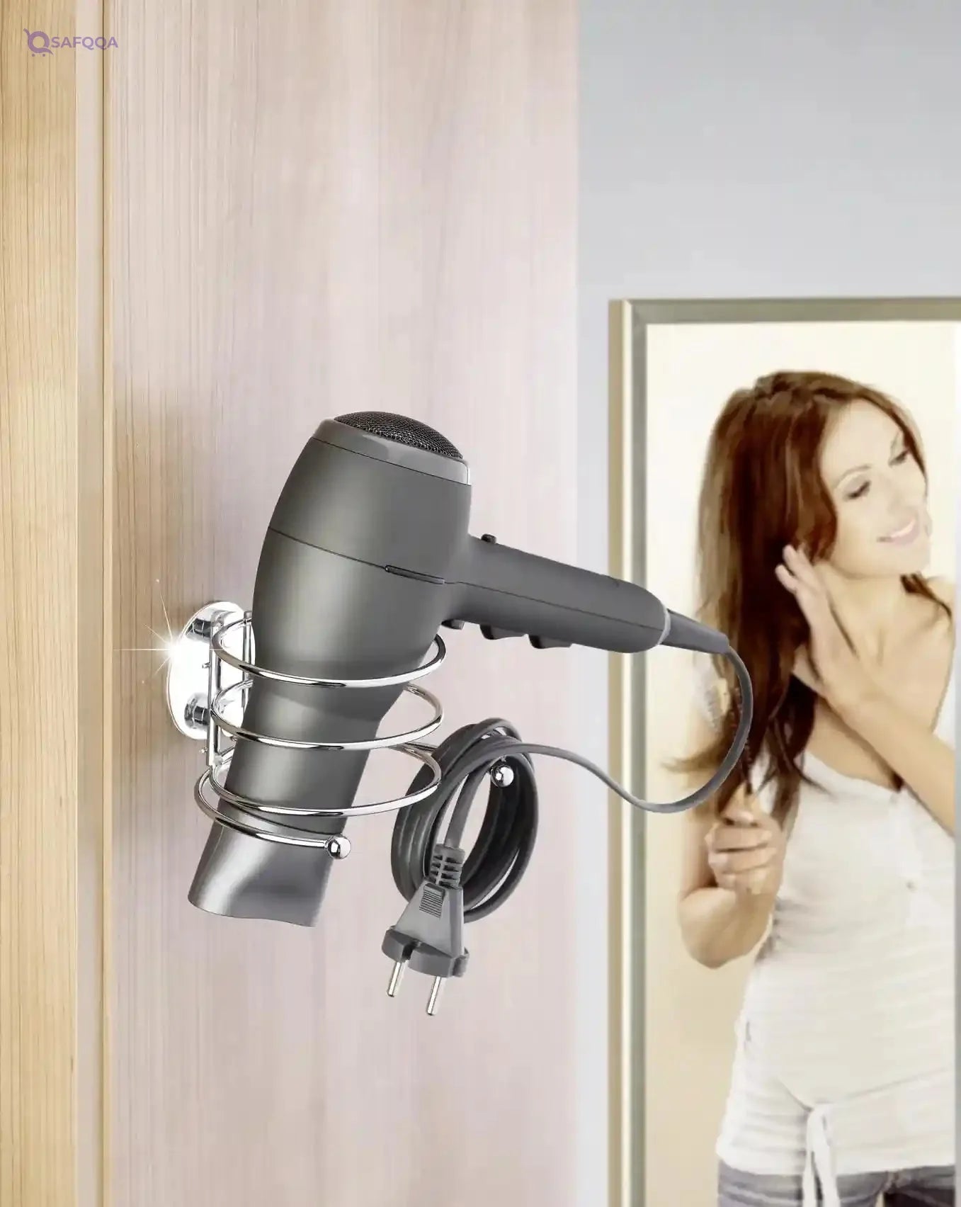 WENKO Turbo-Loc® Hair Dryer Holder, Steel, Cosmetic Styling Tool Organizer for Bathroom, Home Bedroom Accessory, 14 x 7.5 x 11.5 cm, - Safqqa Egypt