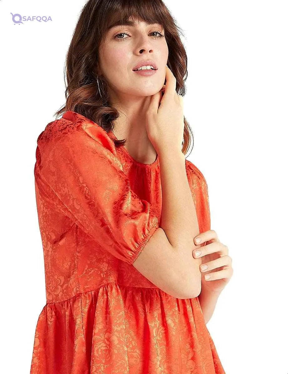 Floral-Pattern Puff Sleeves Peplum Top for Women - Safqqa Egypt