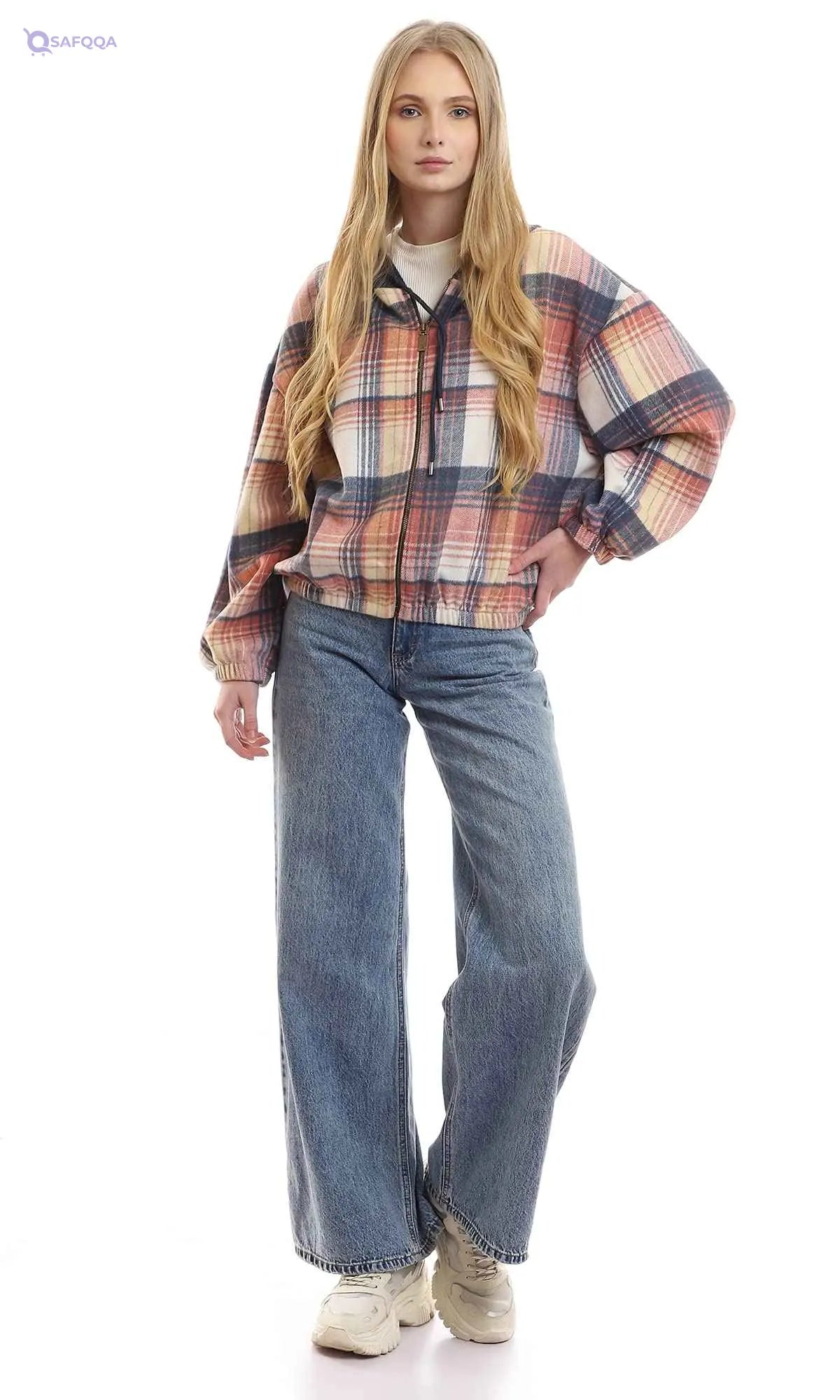 Ravin 95900 Hooded Neck Plaids Sweatshirt, - Safqqa