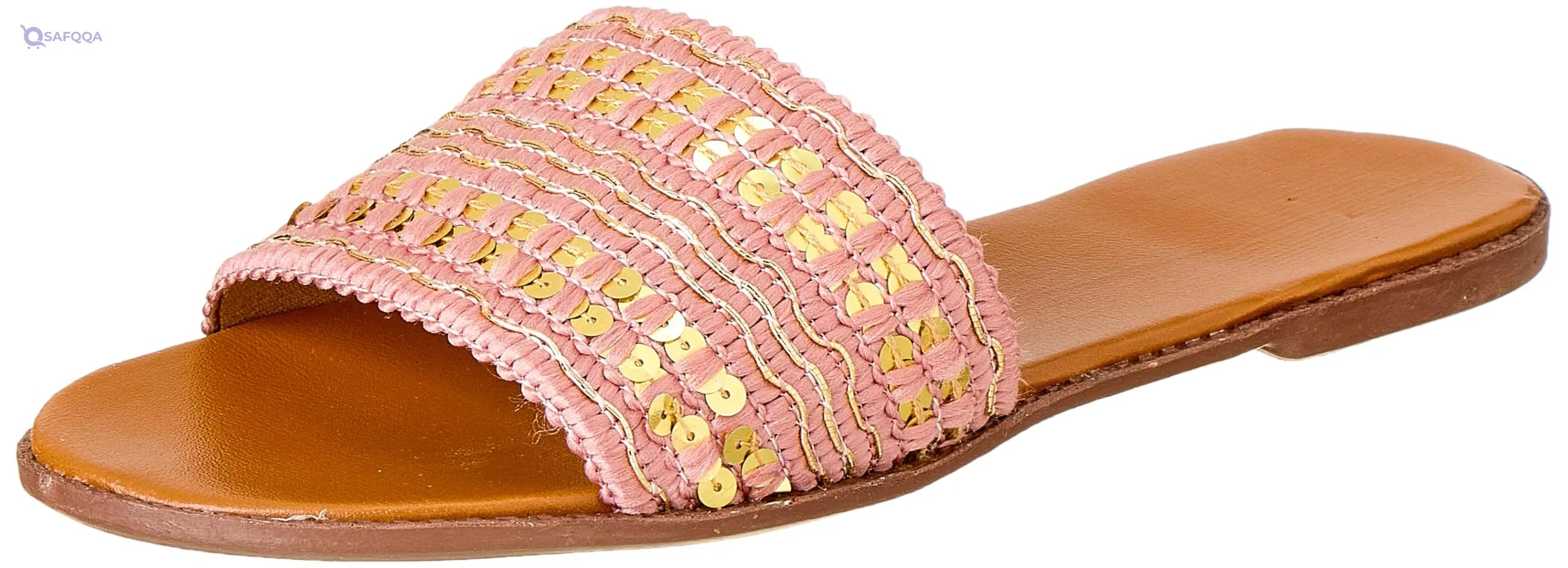SWAY slippers ,laced canvas with a touch of gold glitter For Women,Soft cushioned insole for all-day comfort. - Safqqa