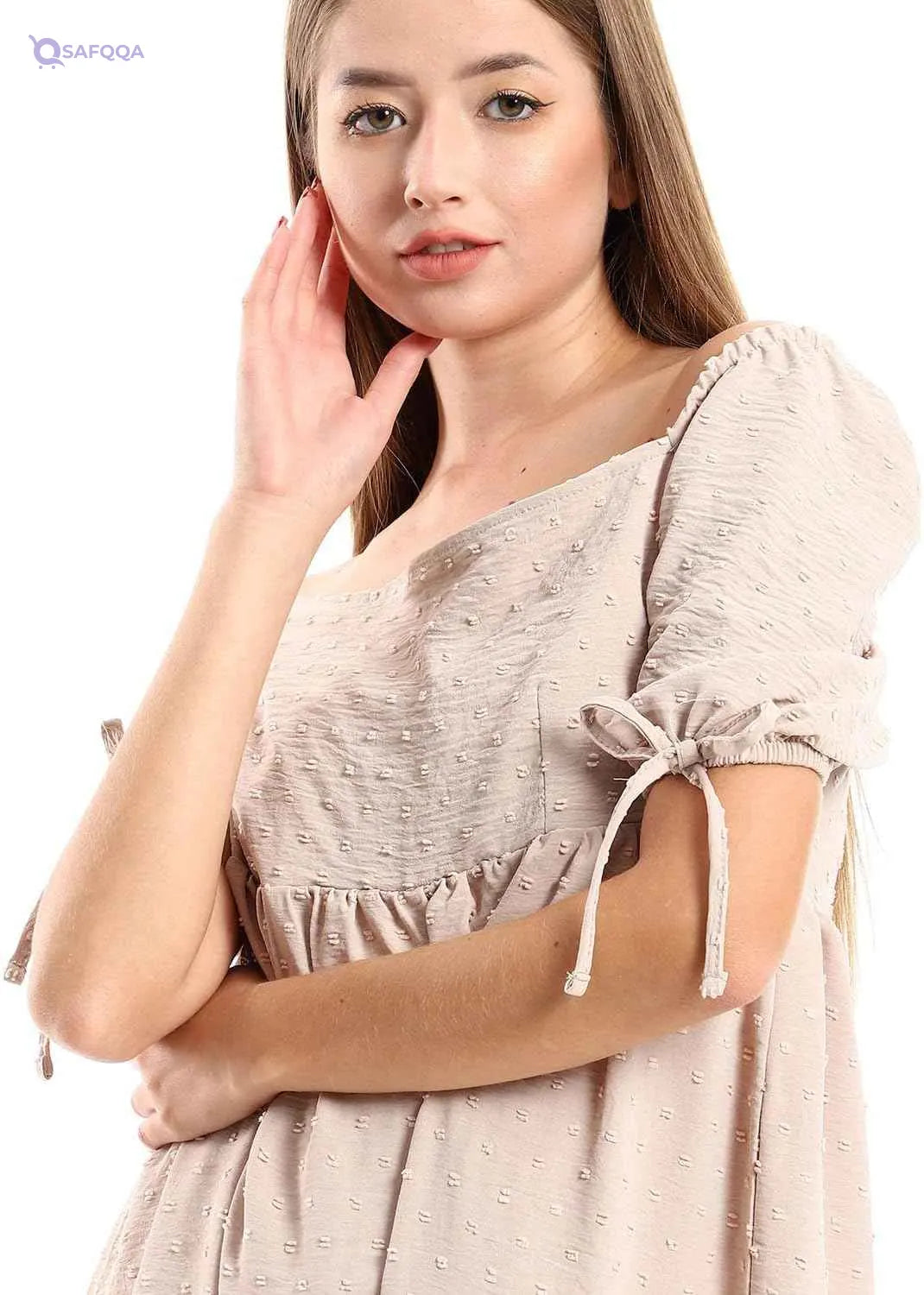 JAMILA Women's Self-Stitched Square Collar Tiered Tunic - Safqqa Egypt