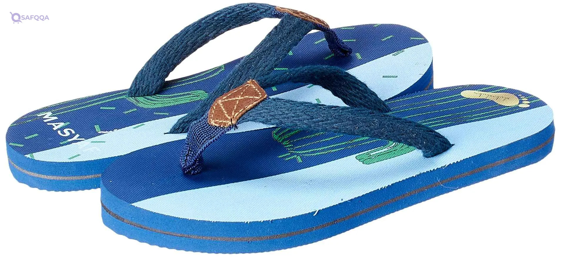 blue rubber flip flop slipper for kids with blue fabric strap - blue size:x-large - Safqqa Egypt