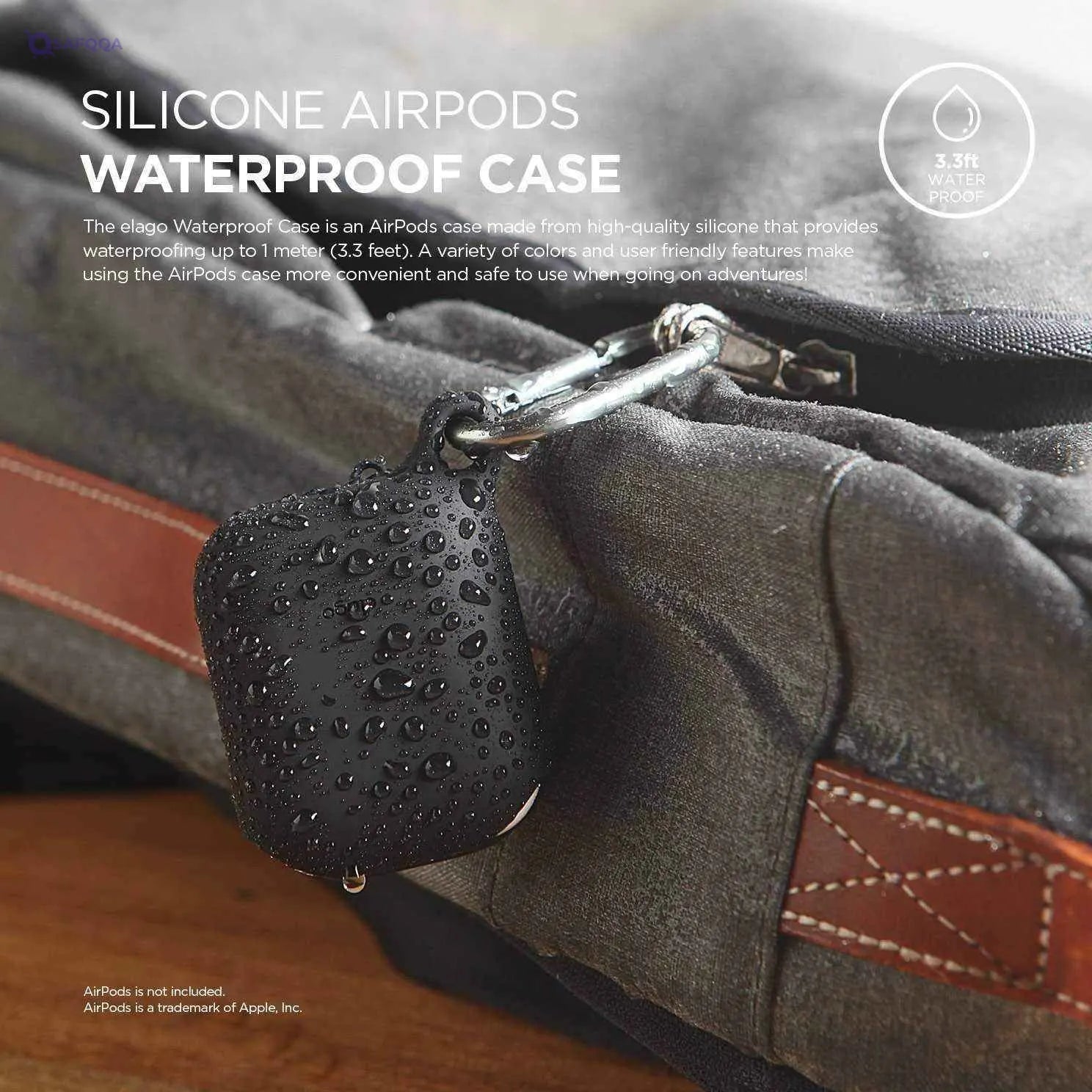 ELAGO AIRPODS WATERPROOF HANG CASE - BLACK - Safqqa