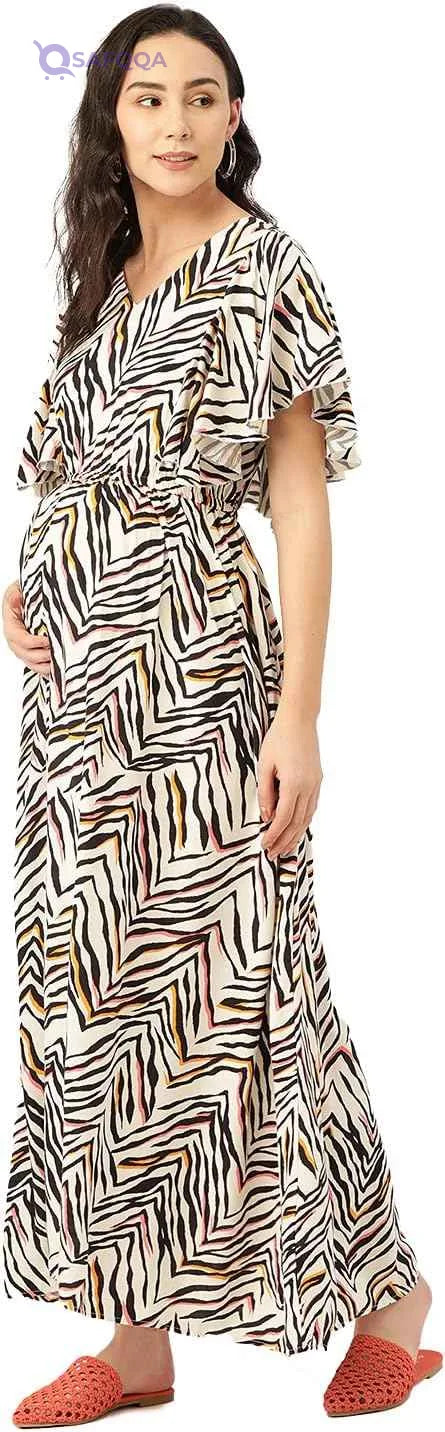 Women’s Nursing Dress with Concealed Zip – Viscose Fabric - Safqqa