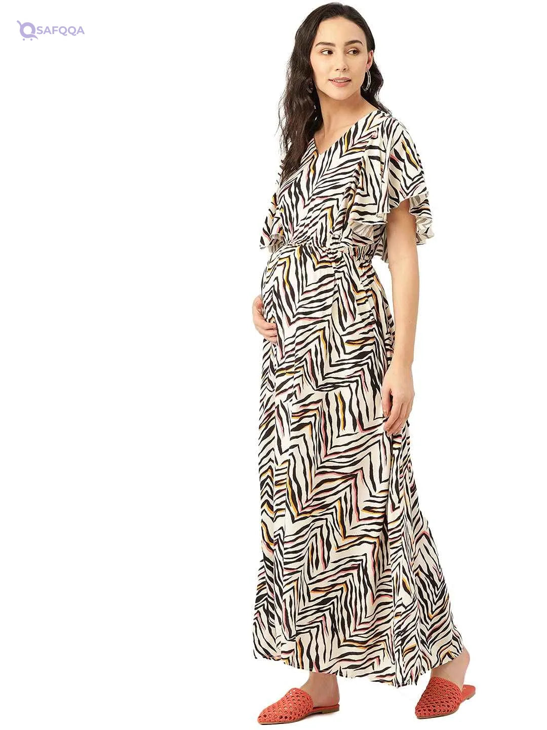 Women’s Nursing Dress with Concealed Zip – Viscose Fabric - Safqqa