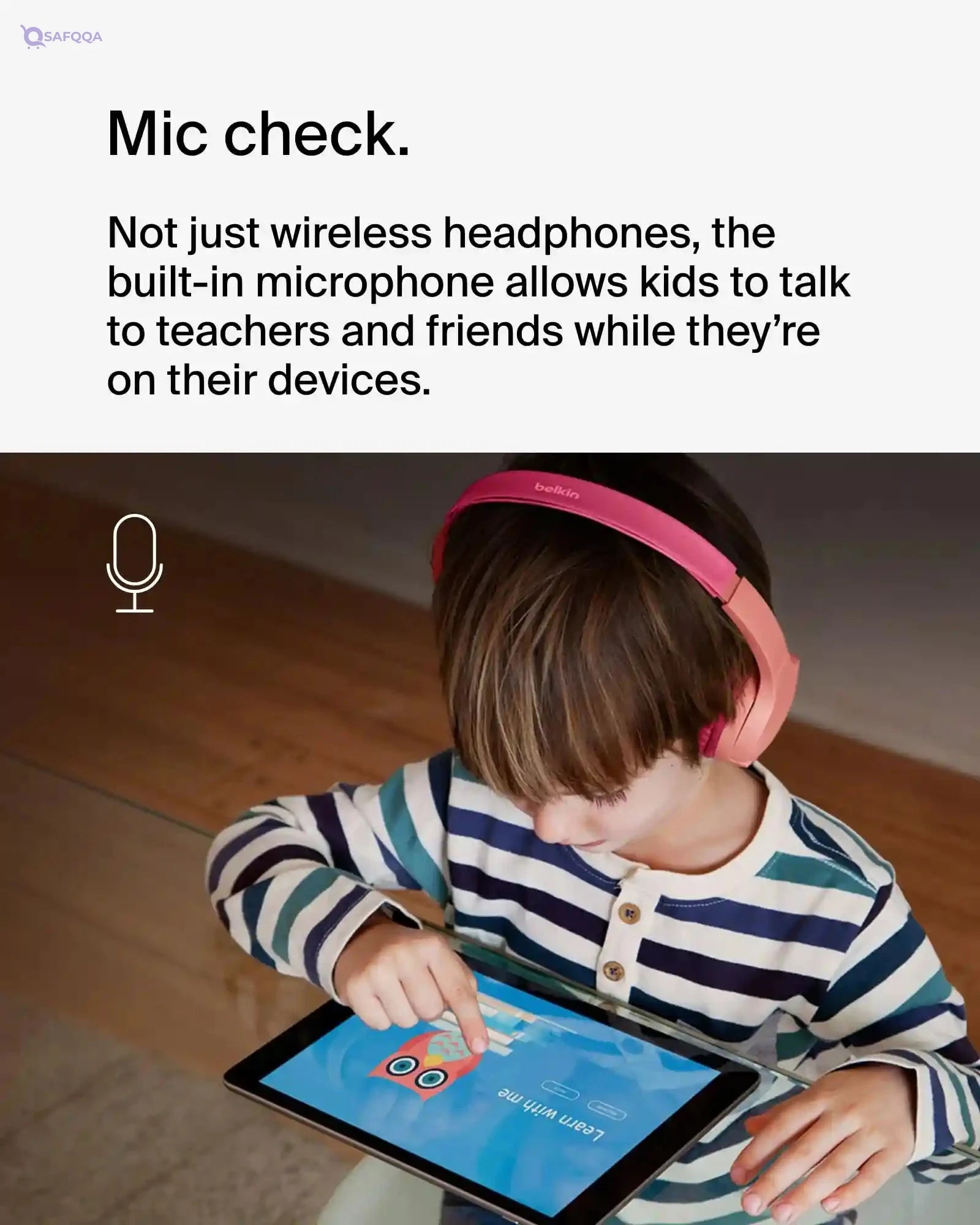 Belkin SoundForm Kids On-Ear Wireless Headphones – With Built-in Microphone - Safqqa