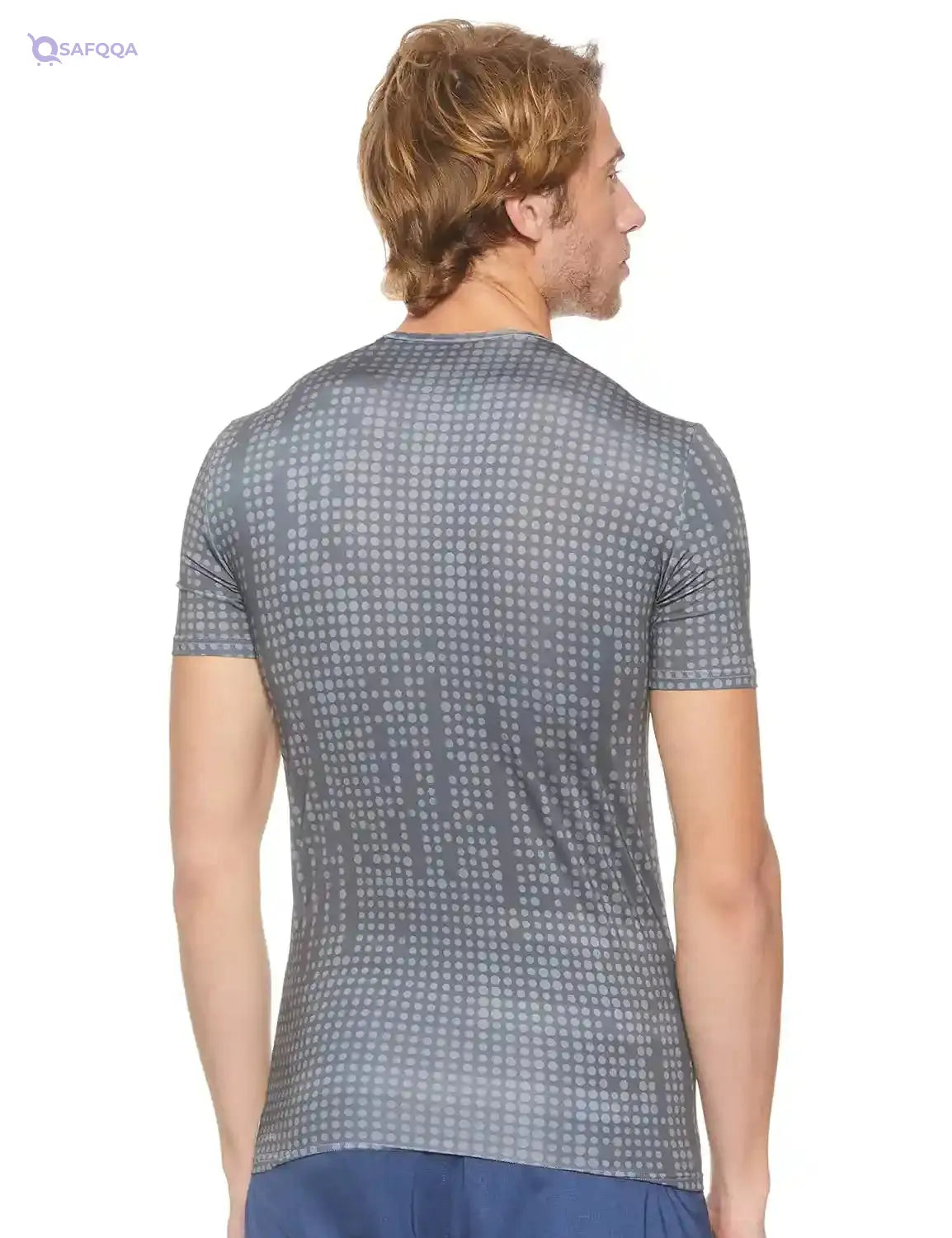 Magma Dot-Pattern Front-Logo Crew-Neck Slim-Fit Sports T-Shirt for Men - Safqqa Egypt