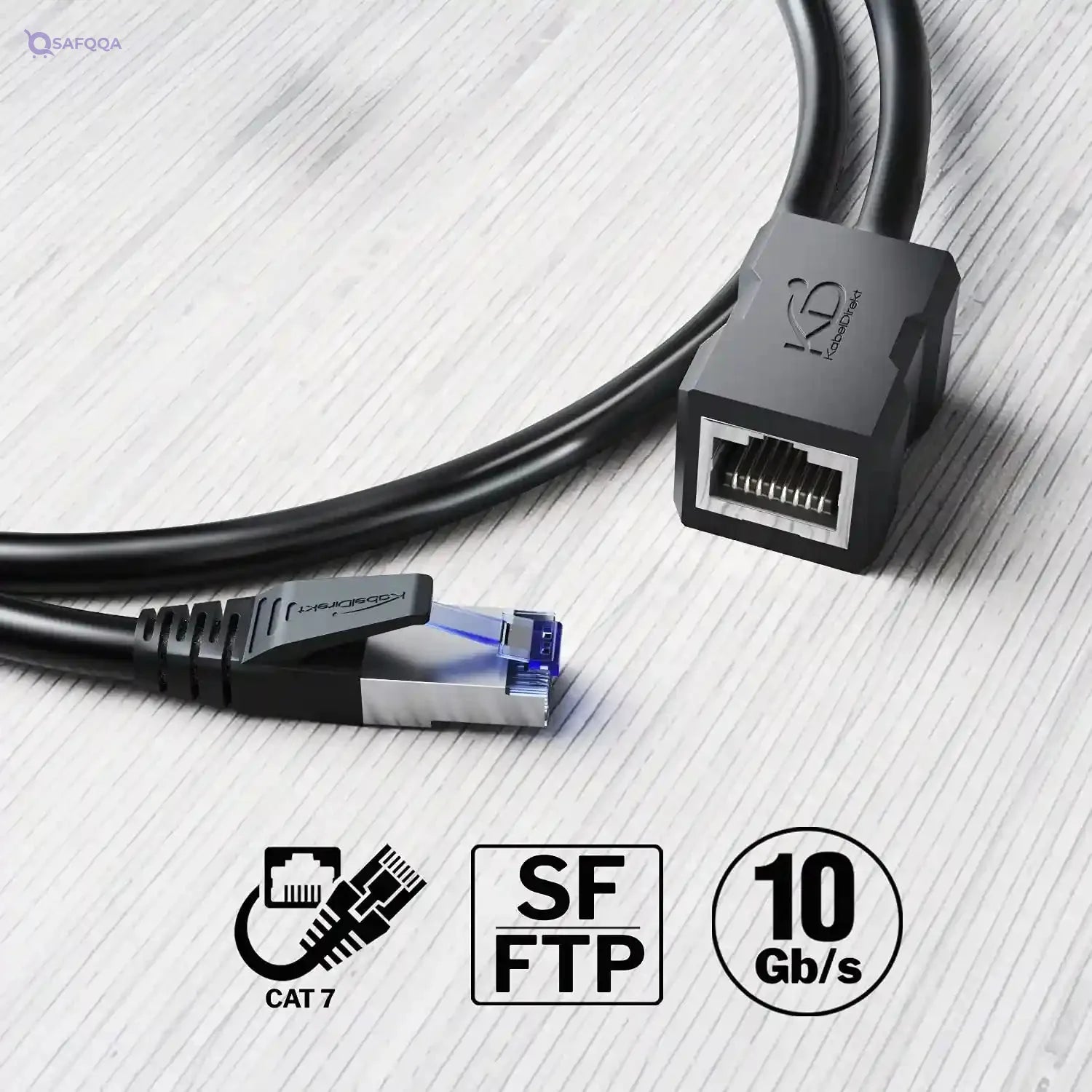 KabelDirekt – 1m – LAN & Ethernet extension cable (RJ45 female coupler/male connector, extends network cables with full data transfer speed – CAT 7, 10Gbit/s, SF/FTP shielding, black) - Safqqa Egypt