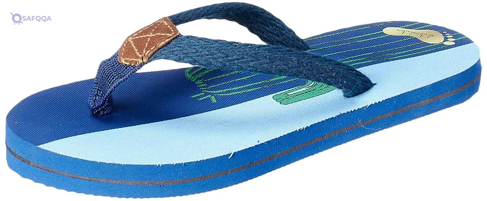 blue rubber flip flop slipper for kids with blue fabric strap - blue size:x-large - Safqqa Egypt