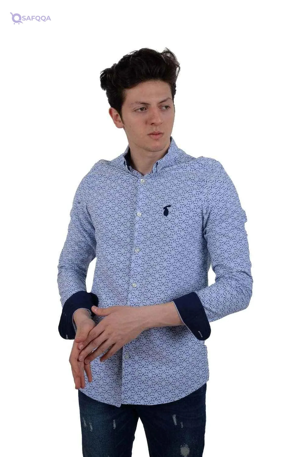 White Rabbit Coller Neck Long Sleeve Shirt for Men's - Safqqa Egypt