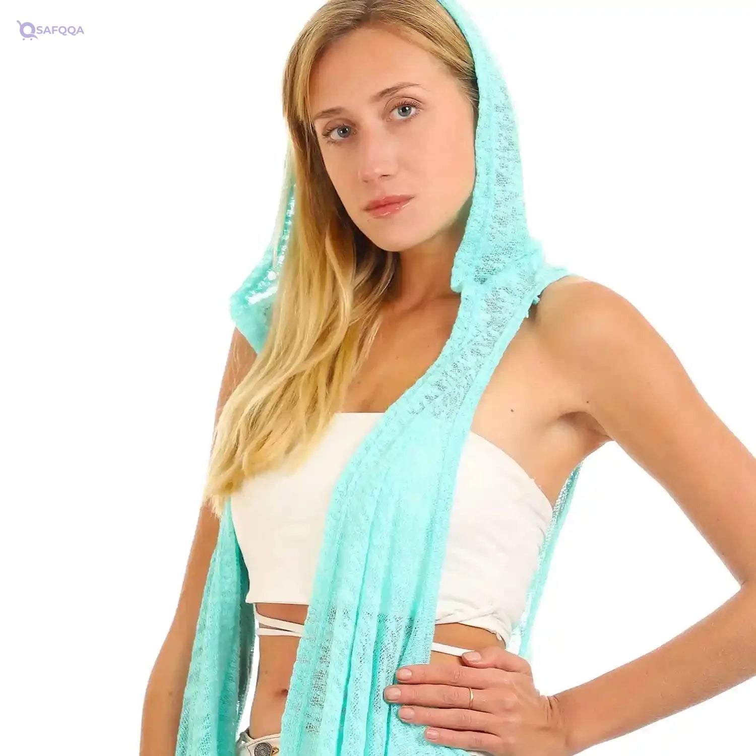 JAMILA Women Hooded Sleeveless Open Neckline Cover up OUTERWEAR - Safqqa Egypt