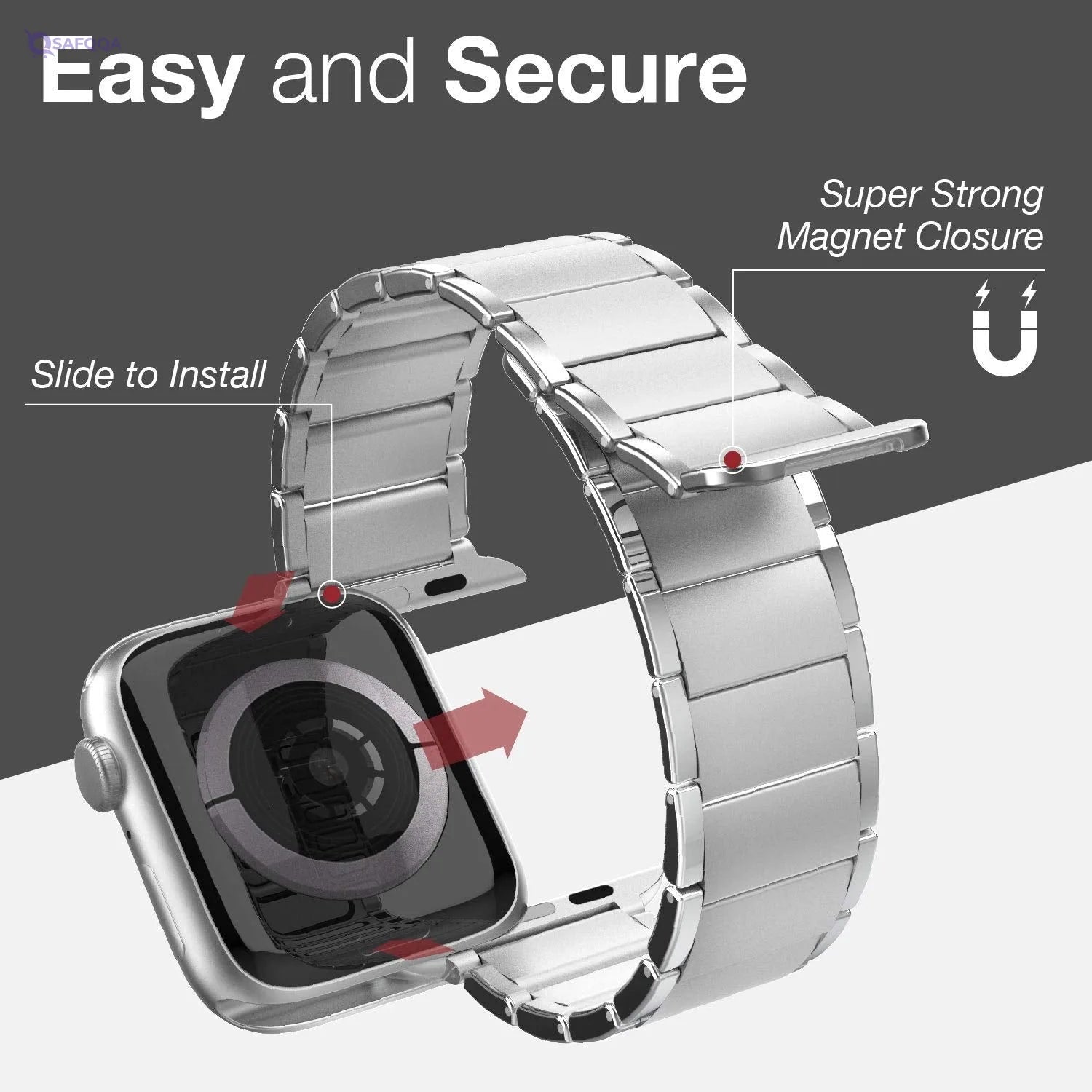 X-doria Classic Bands For apple Watch 42mm/44m - Silver - Safqqa