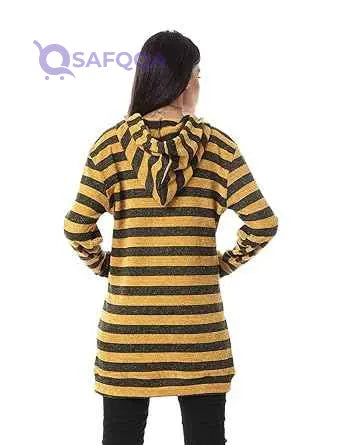 Jamila Women's Striped Hoodie with Kangaroo Pockets - Safqqa Egypt