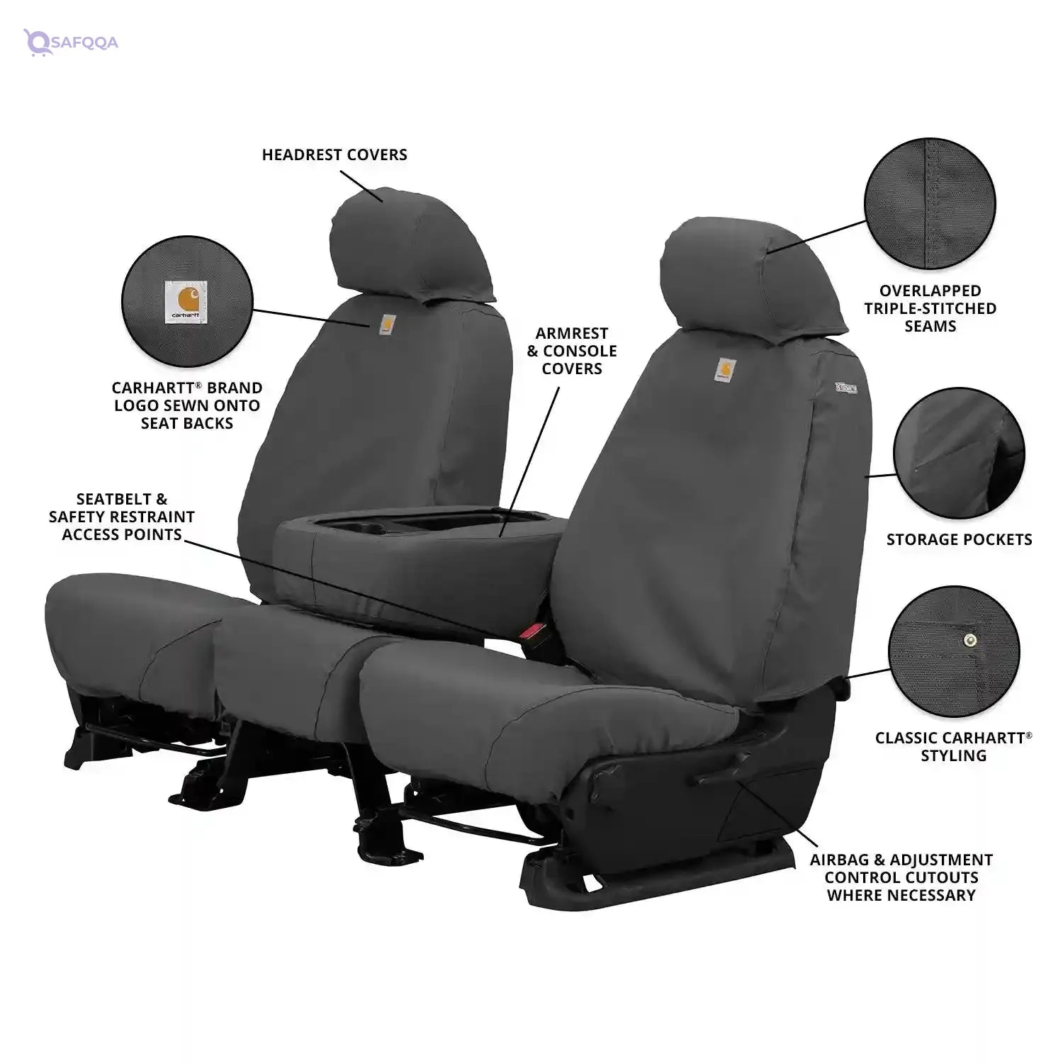 Covercraft Carhartt SeatSaver – Second Row Custom Fit Seat Cover for Select Chevrolet/GMC Models - Safqqa