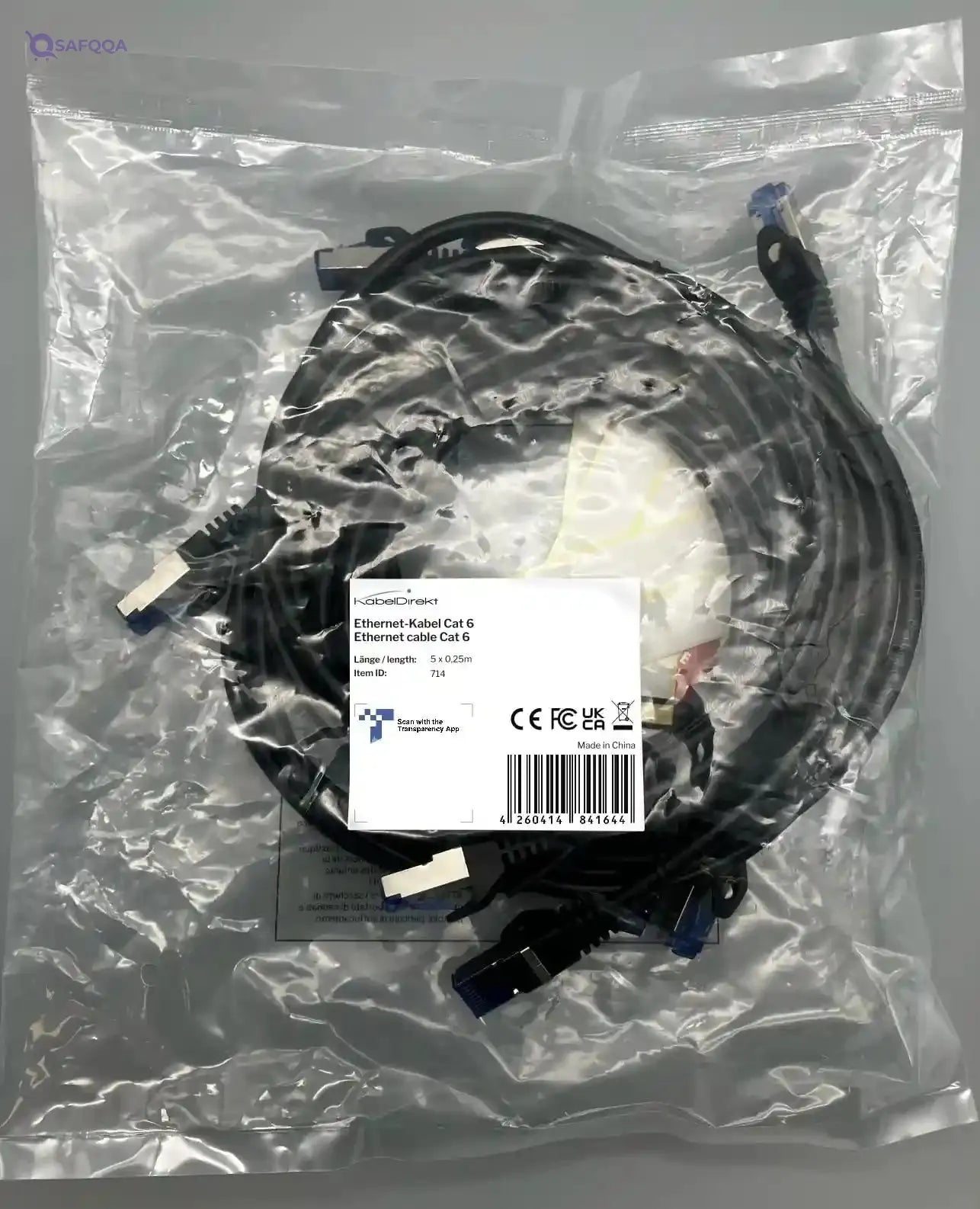 KabelDirekt Network Cable – Transmits maximum fibre-optic internet speed – Ethernet & LAN Cable – 5x 0.25m – Available in 0.25-30m – Gigabit Network, Router/Modem, RJ45 (black/silver) - Safqqa Egypt