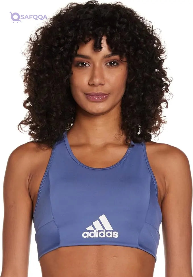 Adidas Contrast Front Logo Racerback Sports Bra for Women - Safqqa
