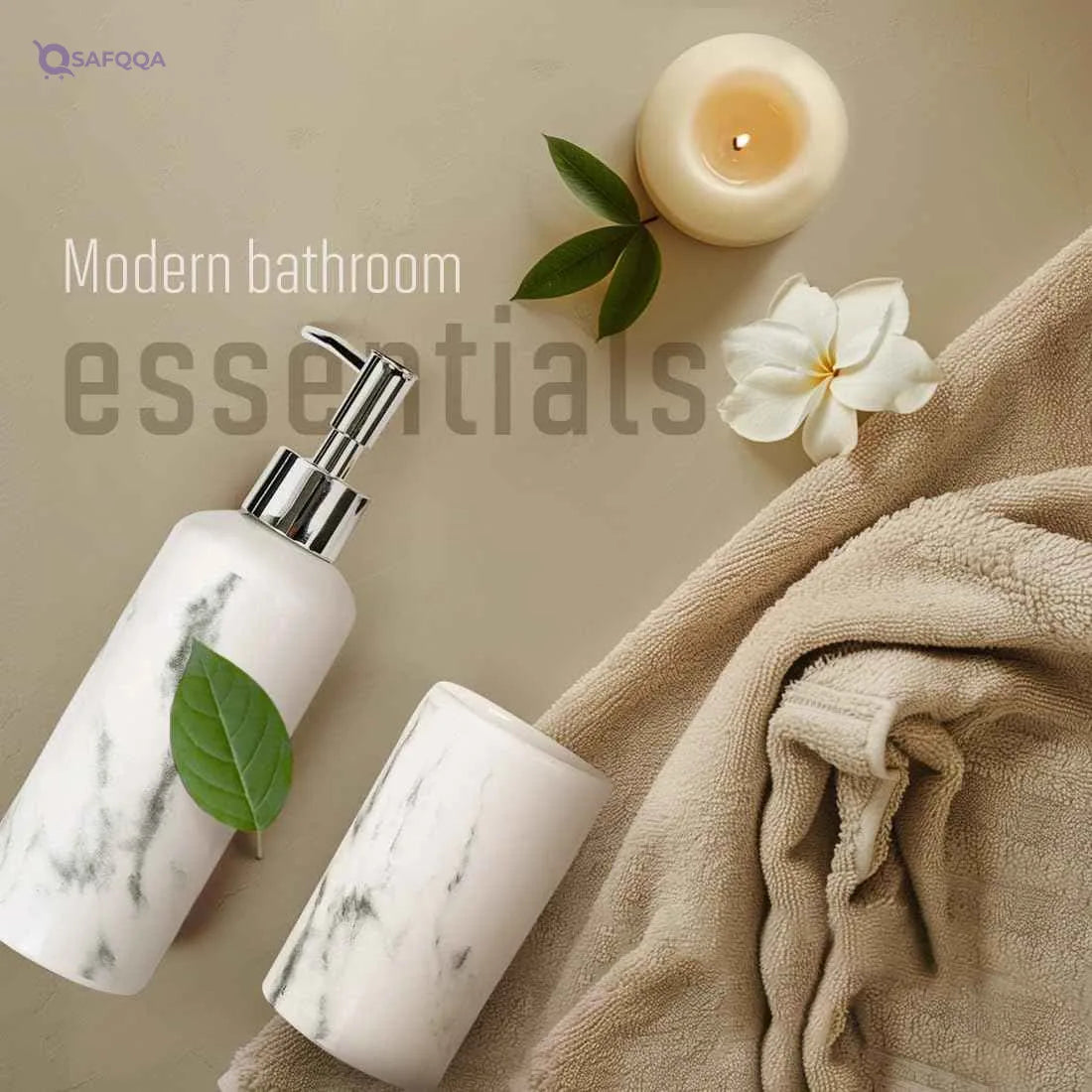 Bodico White 3-Piece Marble Bathroom Accessory Set - Safqqa