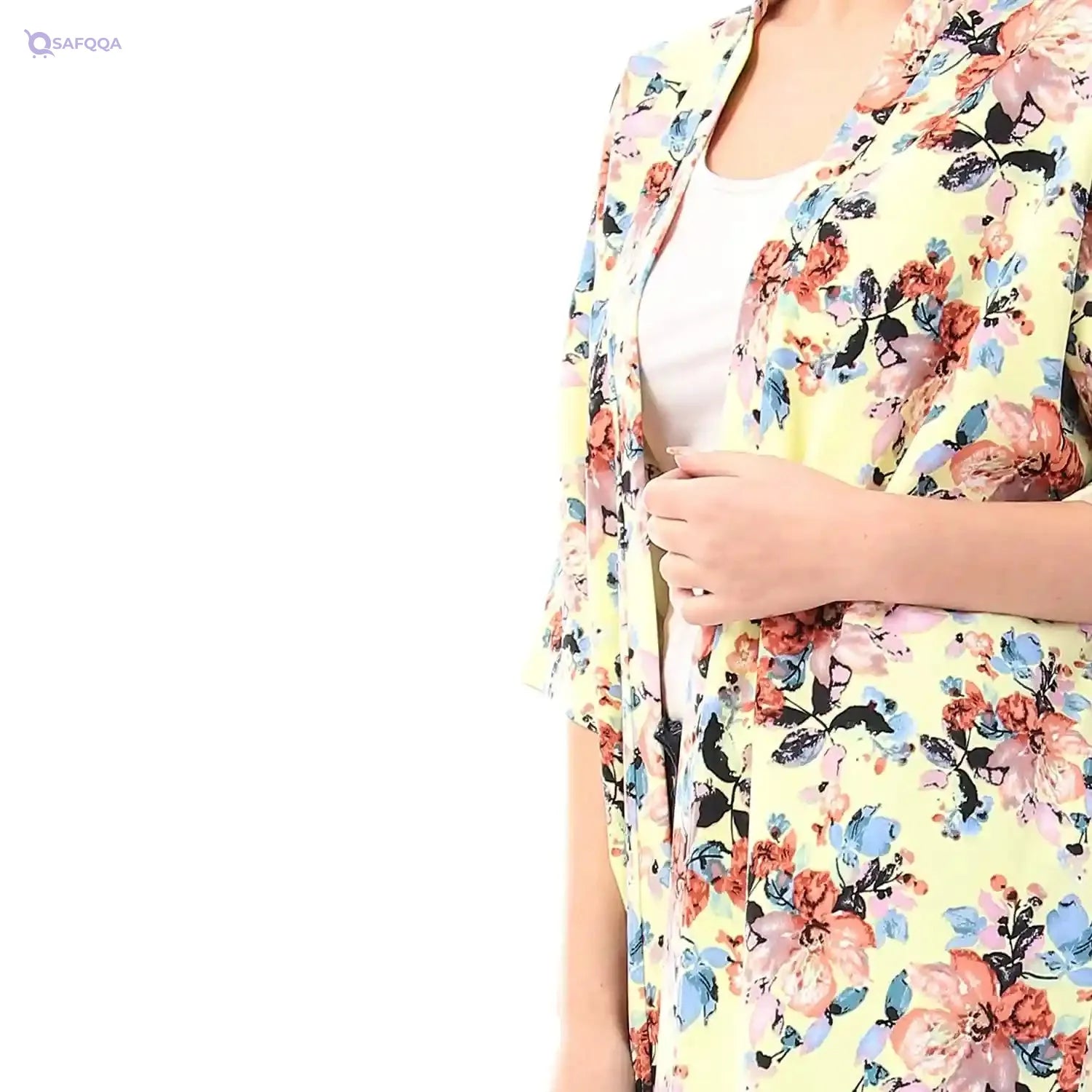 Jamila Women Cotton Floral Patterned Knee Length Kimono - Safqqa Egypt