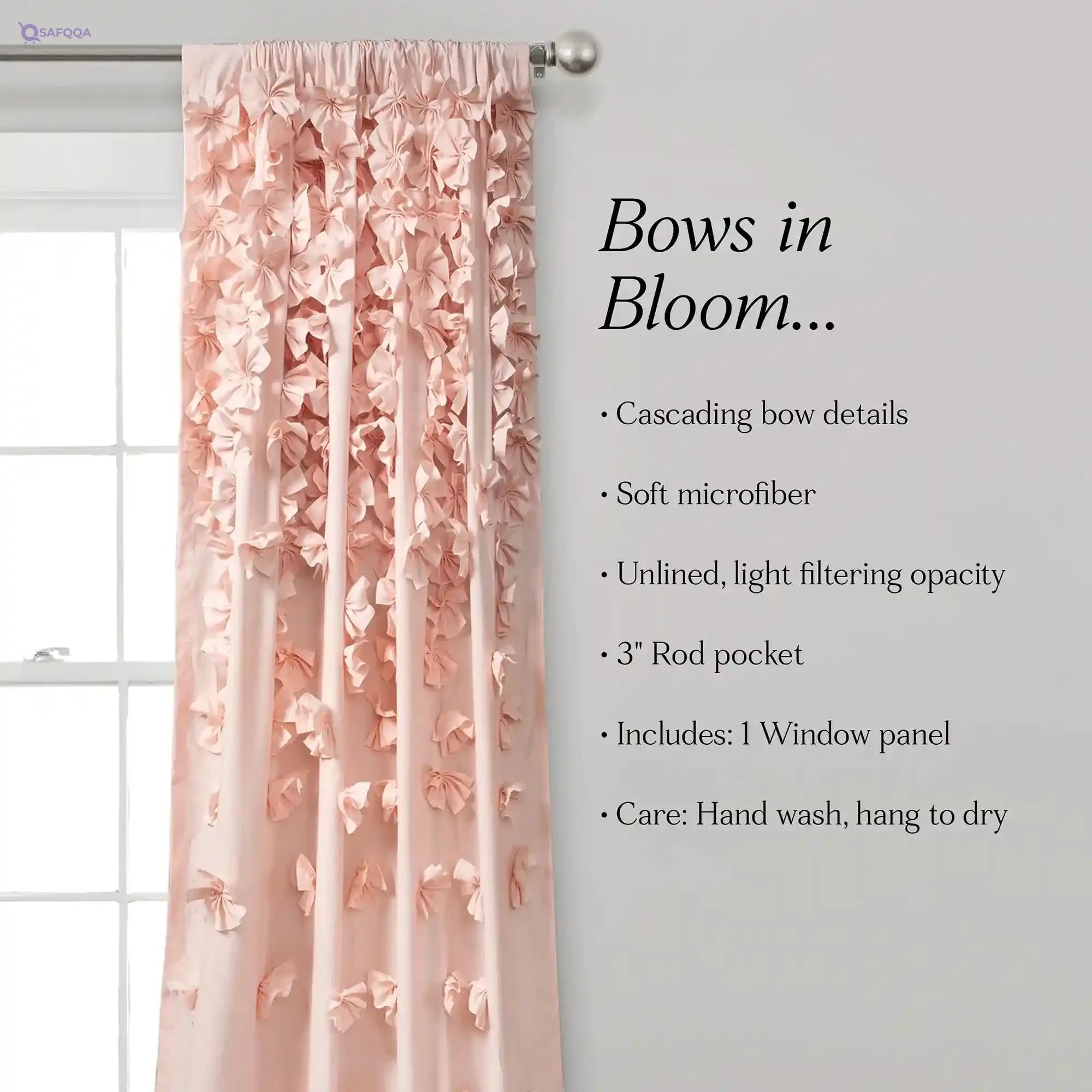Lush Decor Riley Window Curtain Sheer Ruffled Textured Bow Window Panel for Living, Dining Room, Bedroom (Single), 54"W x 84"L, - Safqqa
