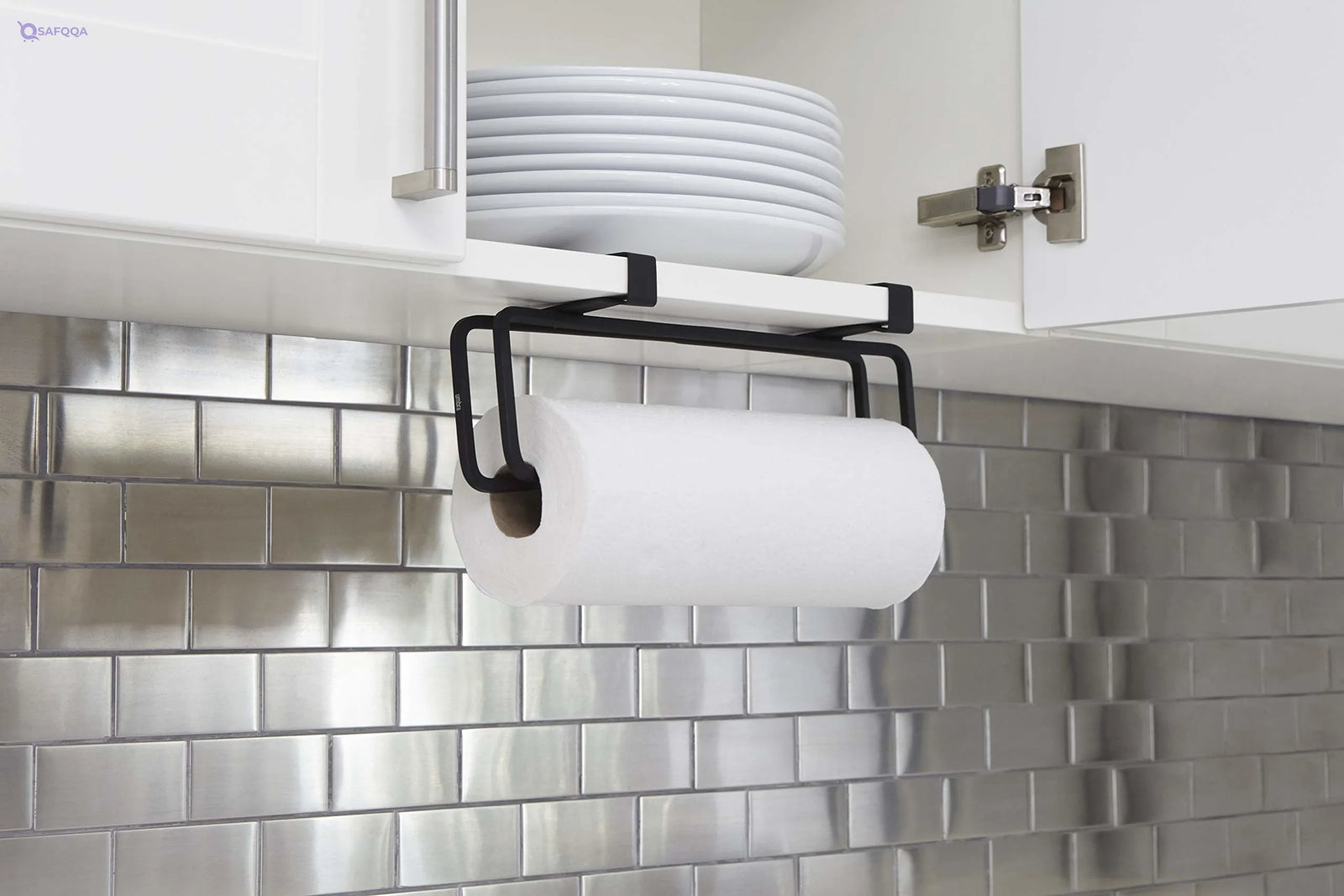 Umbra  Squire Cabinet Paper Towel Holder, Roll Dispenser For Kitchen Or Bathroom With Three Easy MountingOptions, Multi-Use, Black - Safqqa