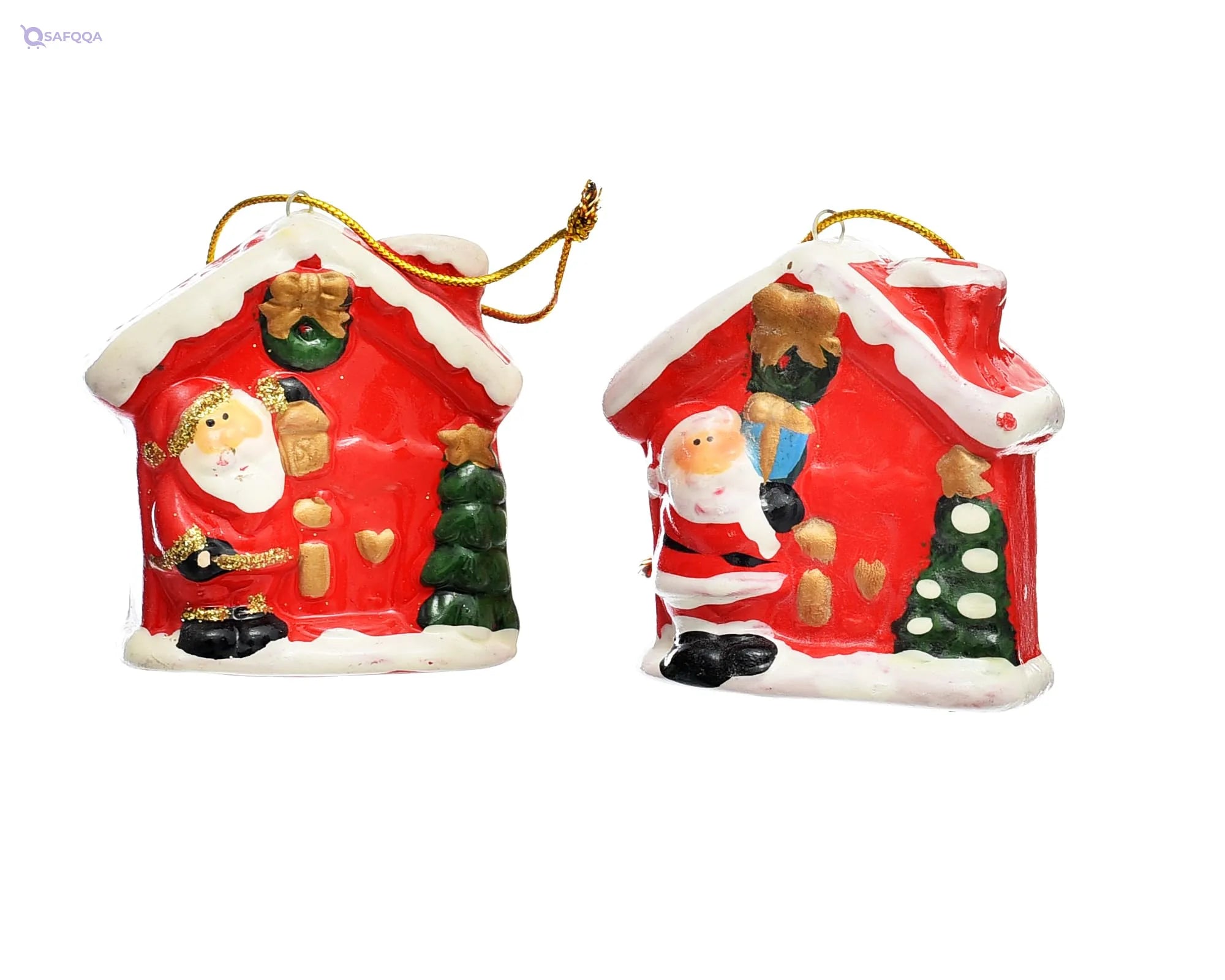Generic Pottery Christmas Tree Ornaments With Old Man House Shaped For Christmas Festival Party - Safqqa