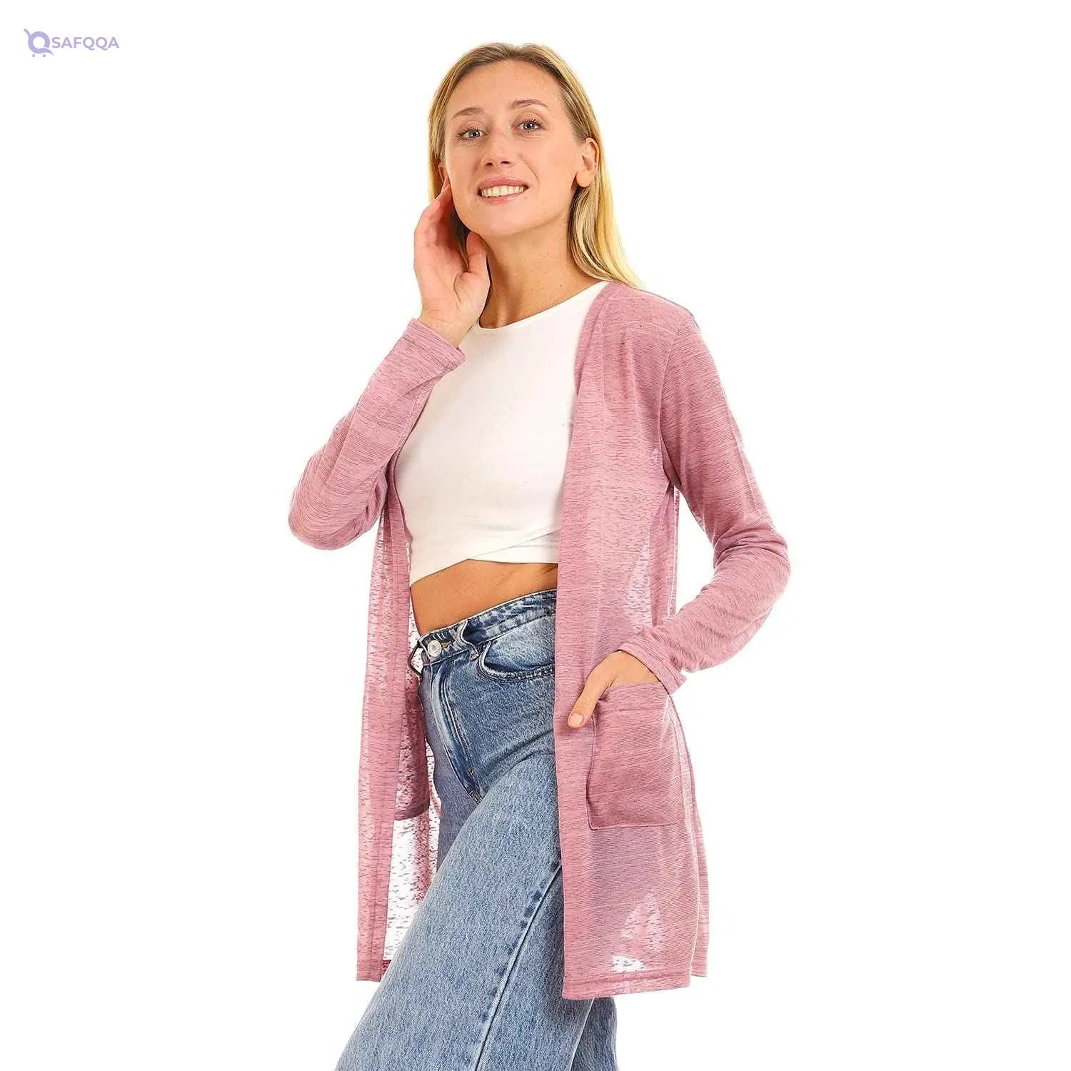 Jamila Women Side Pockets Short Cardigan Sweater - Safqqa Egypt