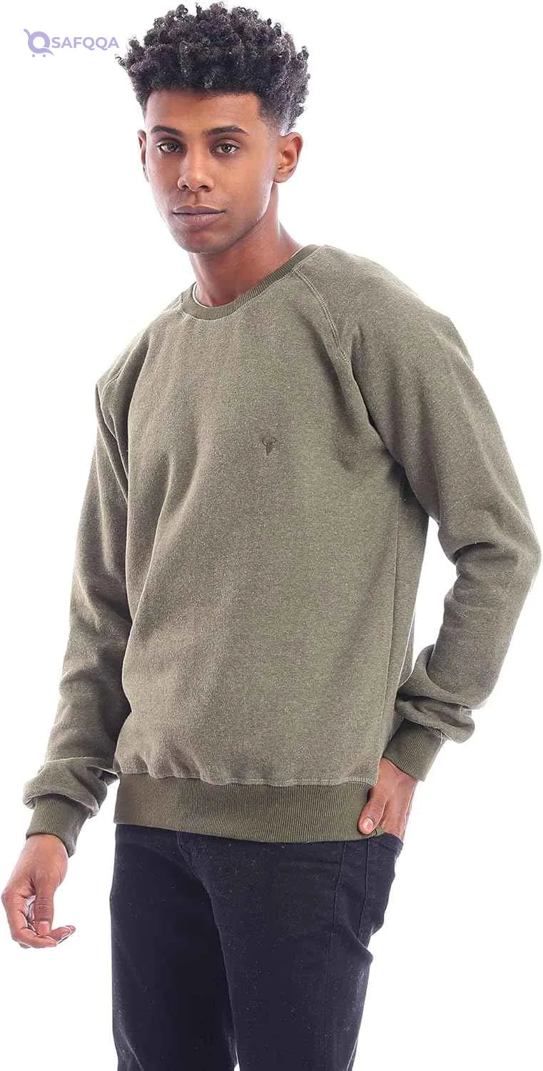 Ravin Men's 96034 Slip-On Heather Olive Long Sleeve Sweatshirt - Safqqa Egypt