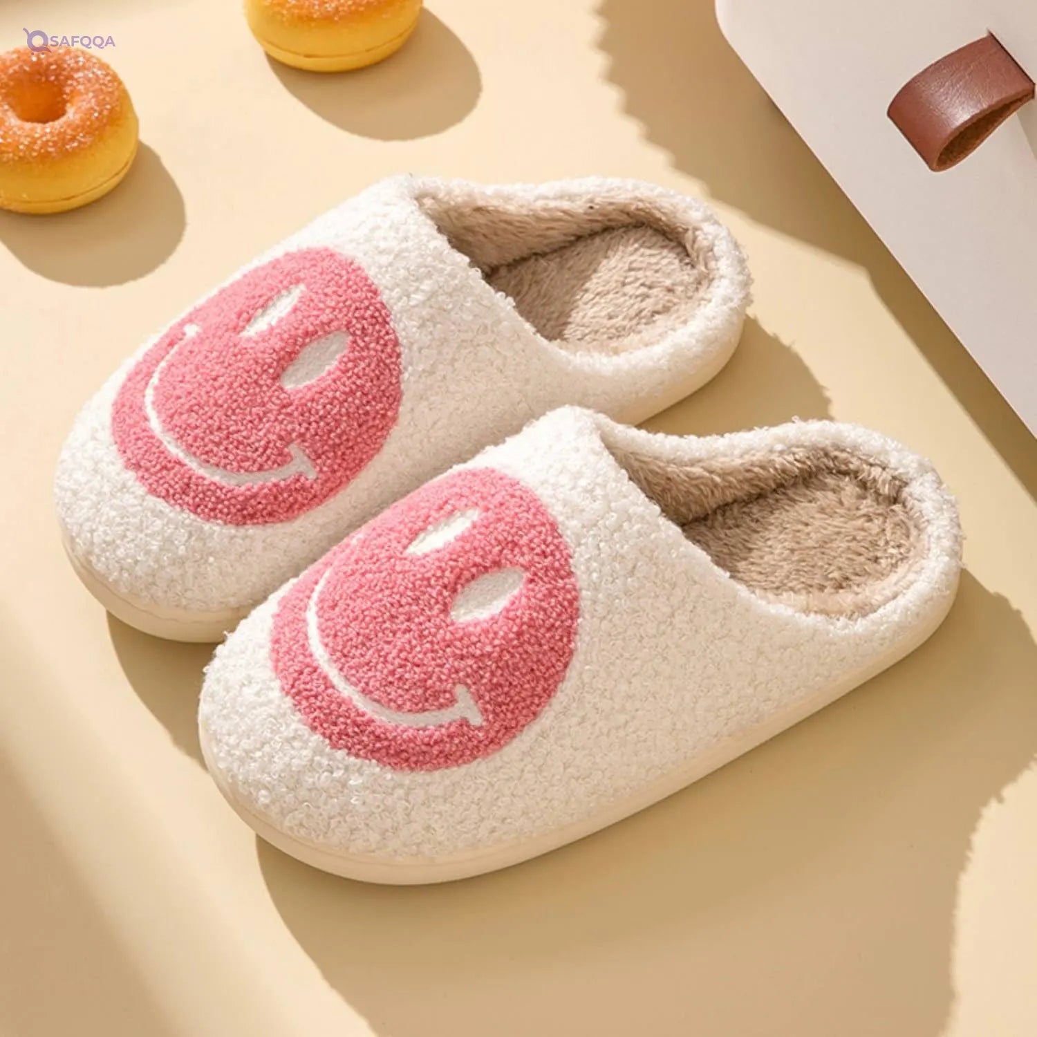 Happy Face Slide Slippers for Women – Comfortable Casual Footwear - Safqqa
