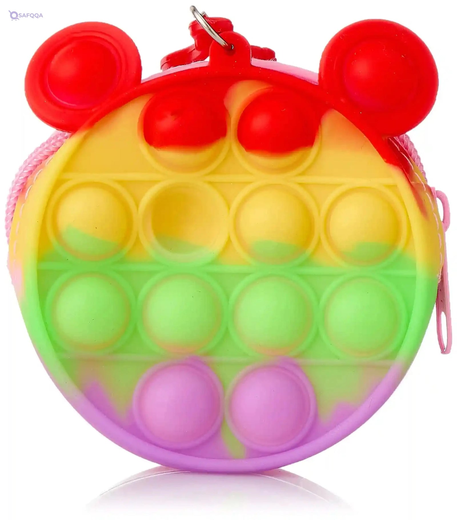 Silicon Circle Pop It Wallet Mouse Design With Keychain - Multi Color - Safqqa Egypt
