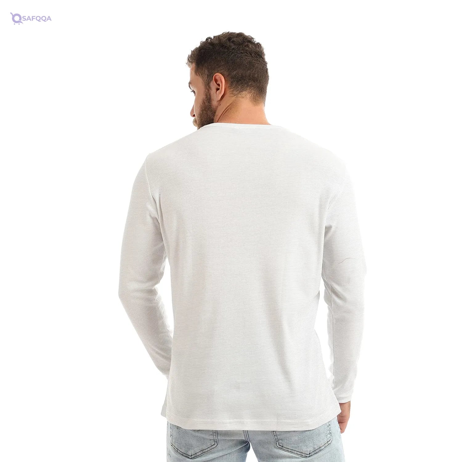 Off Cliff Stripped Crew Neck Long Sleeves Sweatshirt For Men,• Stylish striped pattern for a modern appearance - Safqqa