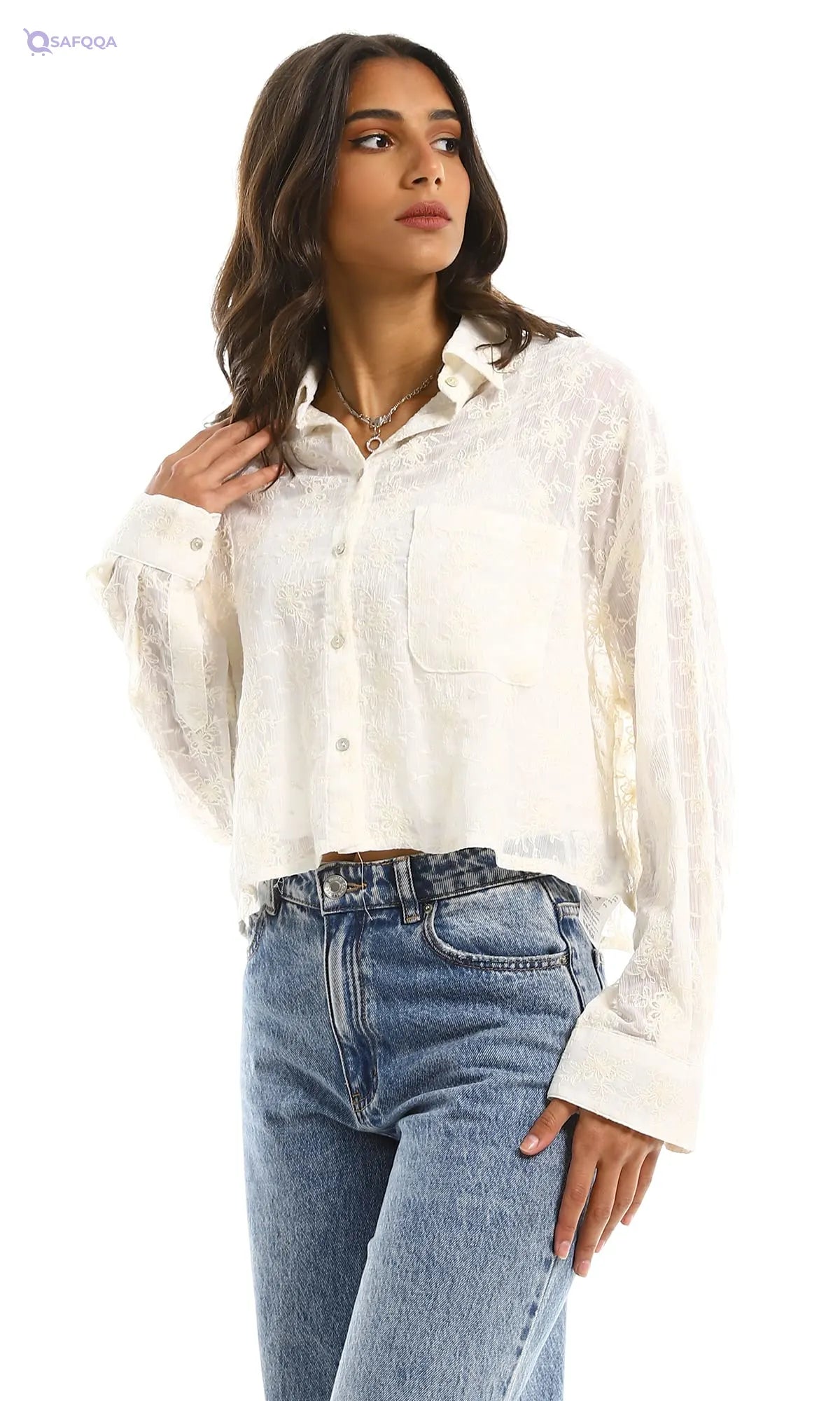 Ravin Womens Embroidered Cropped Shirt S22W506 Shirt - Safqqa