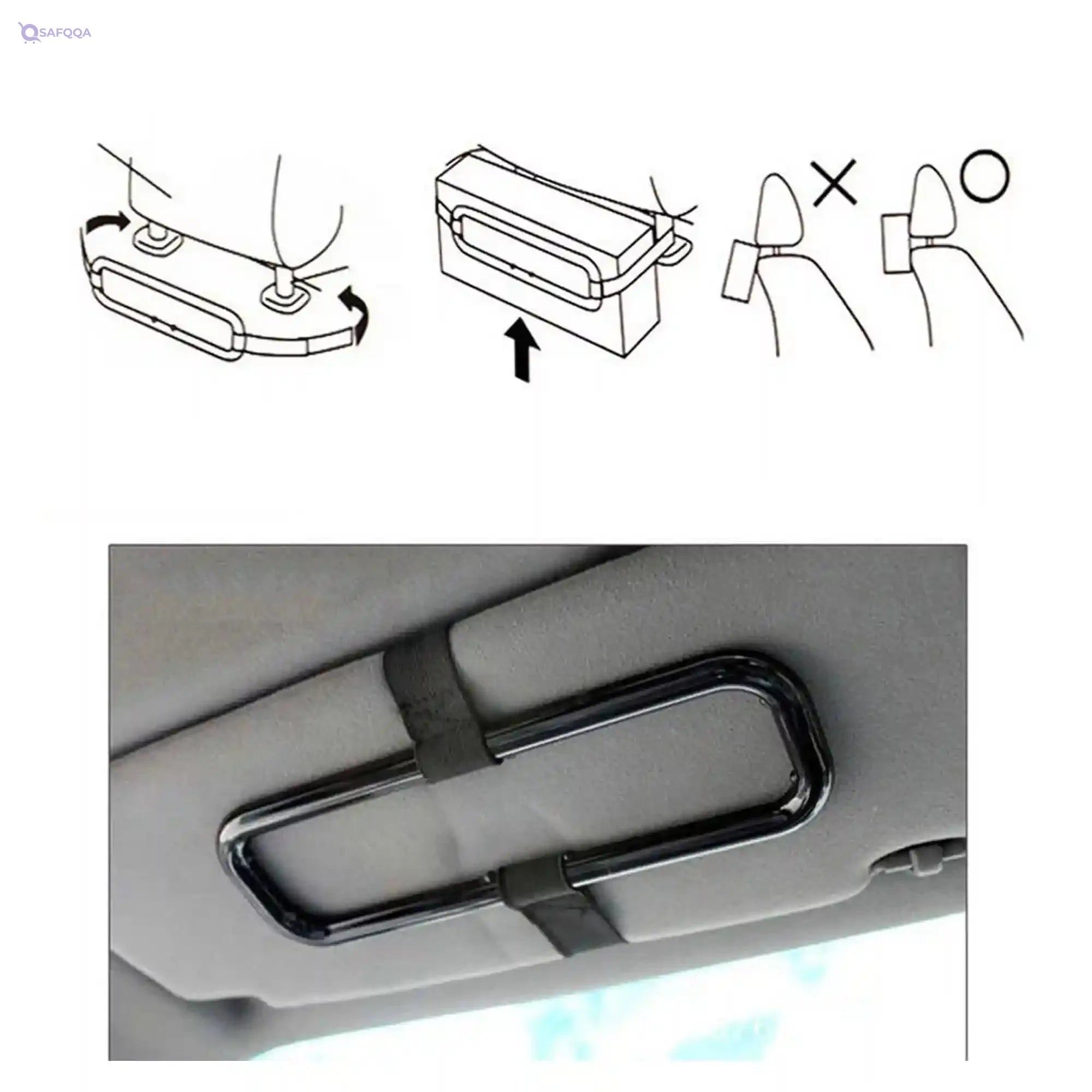 Car tissue paper box holder Auto rear seat headrest support Hold Clip Sun Visor Tissue Box Holder,Car Mount Organizer (Black) - Safqqa Egypt