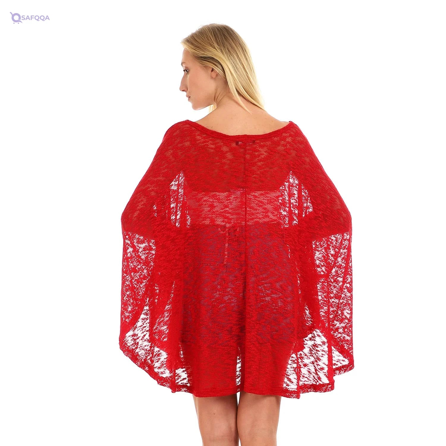 JAMILA Women Front Slit Wide Round Neck Cover up OUTERWEAR - Safqqa