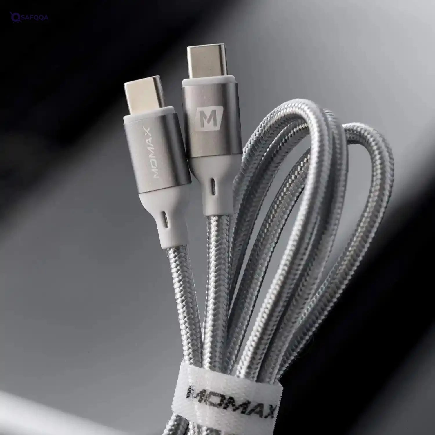 Momax Dc19 Go Link Usb-C To Usb-C Cable [100W] 20V/5A Power Delivery 3.0 Fast Charge Nylon Braided With Built-In E-Marker (1.2M) – Silver - Safqqa