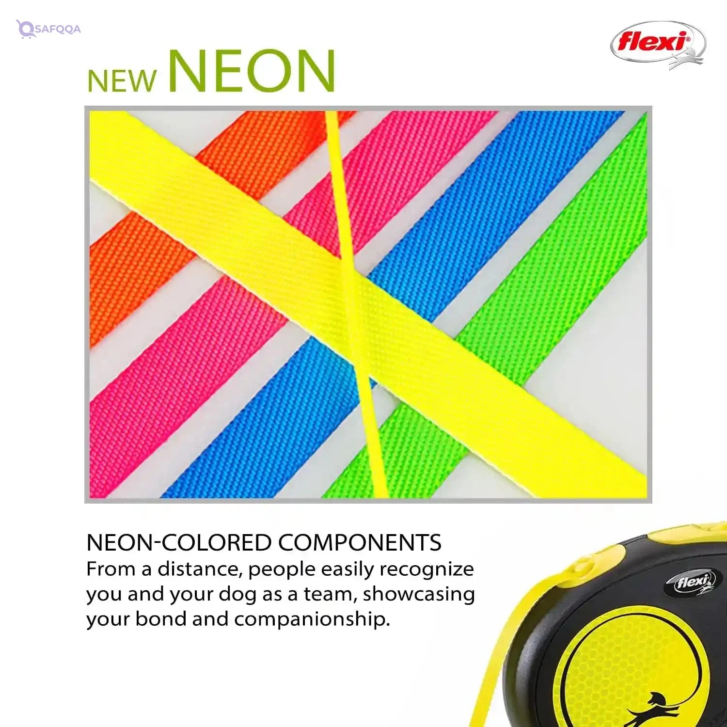 New Flexi Neon Strip for Dogs, 5 Meters, Yellow - Safqqa