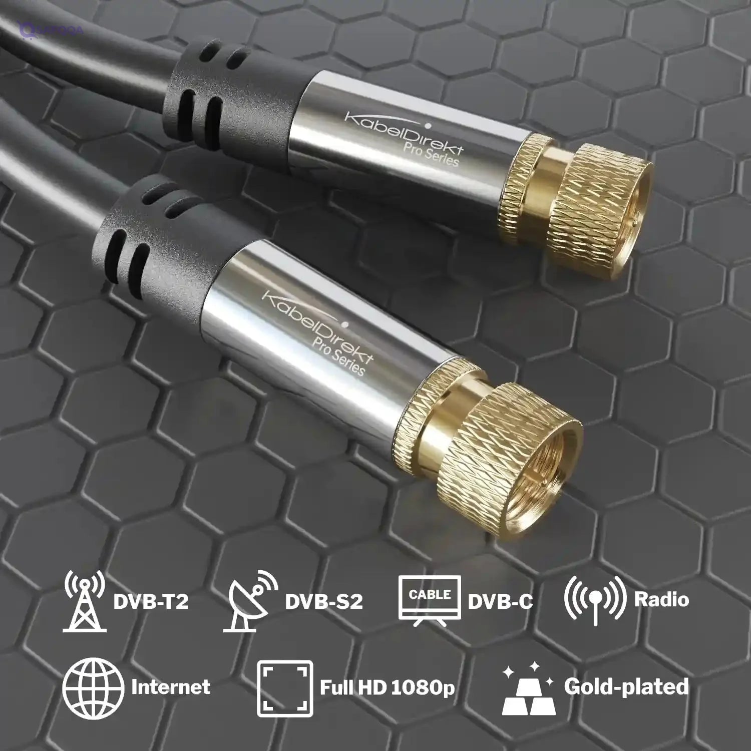 KabelDirekt – Sat Cable, TV Aerial Cable, Coaxial Cable – 7.5m – 4K Satellite Cable with Metal F Connectors – Available in 0.5-30m (for Radio/TV, DVB-T, DVB-C, DVB-S/DVB-S2, internet, black) - Safqqa Egypt