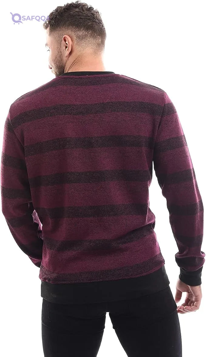 Offcliff Men's Striped V-Neck Pullover - Safqqa