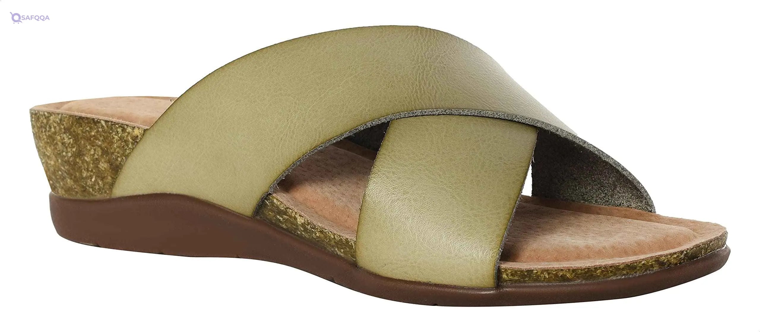 Pixi Faux Leather Cross Strap Open Front Wedge Slipper For Women - Safqqa Egypt