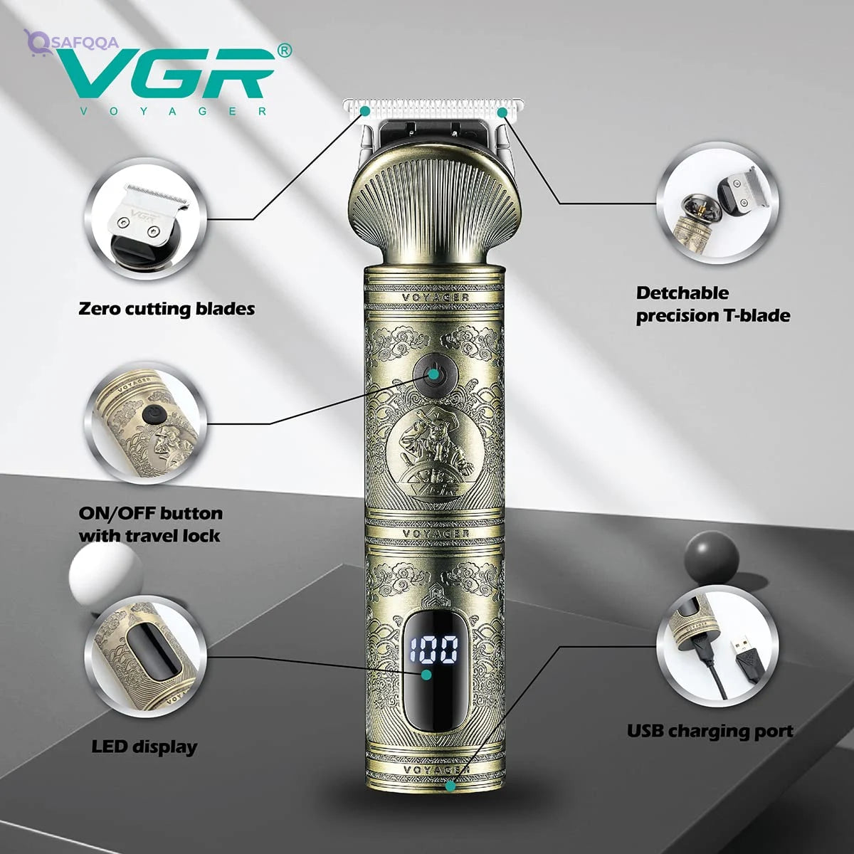 VGR V-962 Professional Hair Clipper & Beard Trimmer - Safqqa