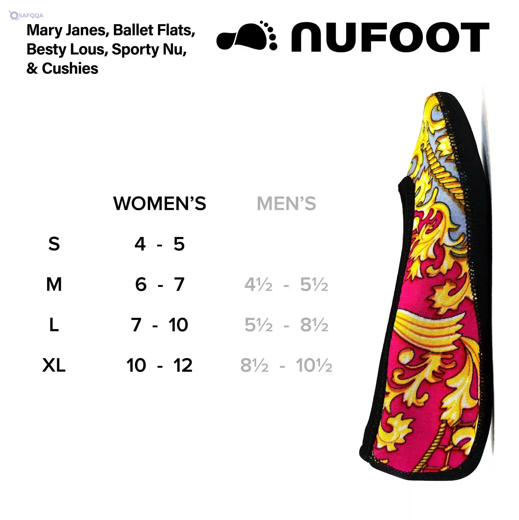 Nufoot Ballet Flats Indoor Womens Shoes , Black, Small Ideal for home,  yoga, or travel use - Safqqa